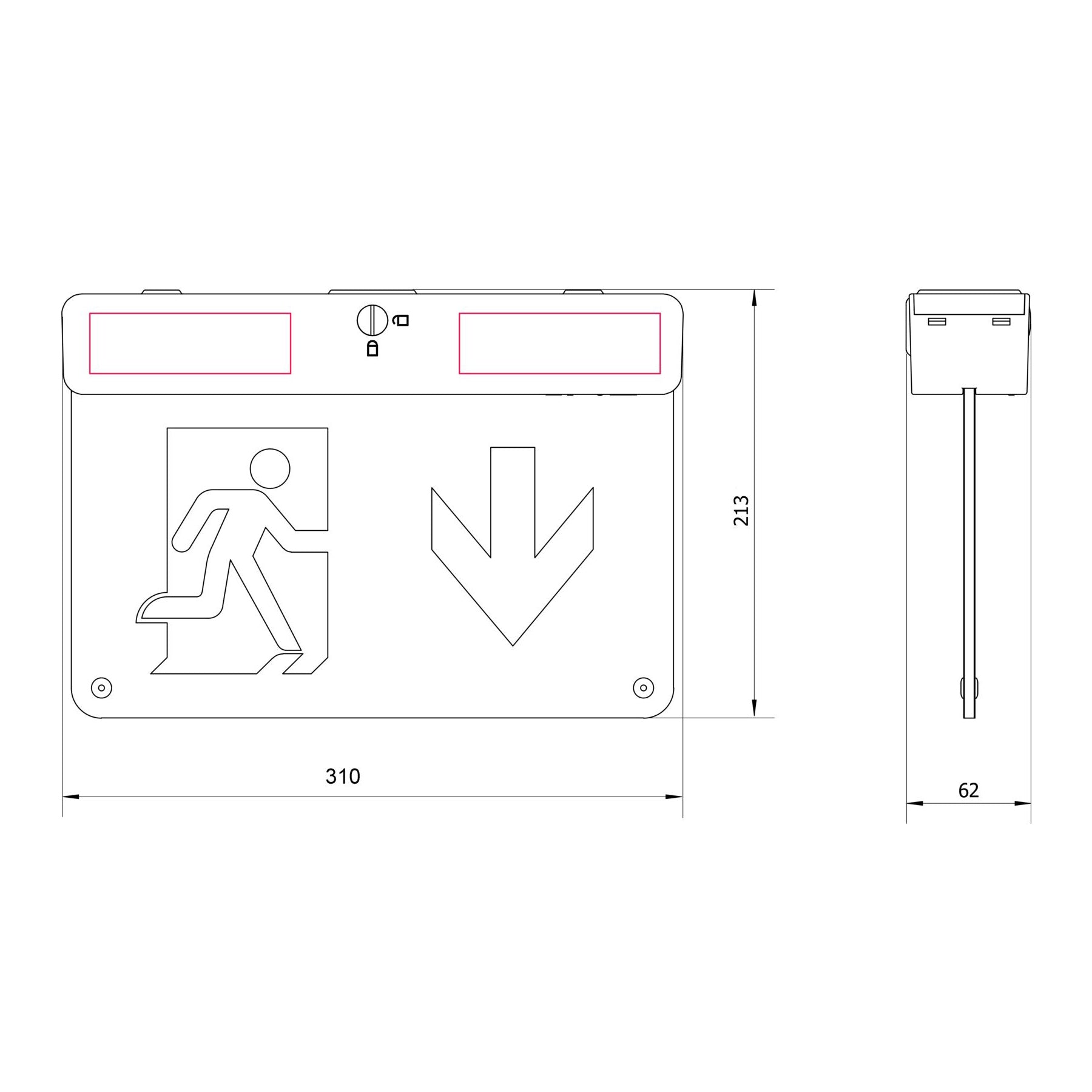 Surface Emergency LED Exit Sign 2.8W White Polycarbonate