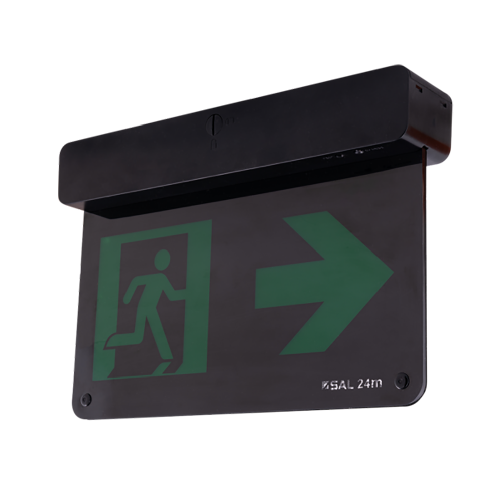 Surface Emergency LED Exit Sign 2.8W Black Polycarbonate