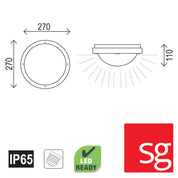 PRIMO White - IP65 Premium Outdoor Bulkhead 27cm