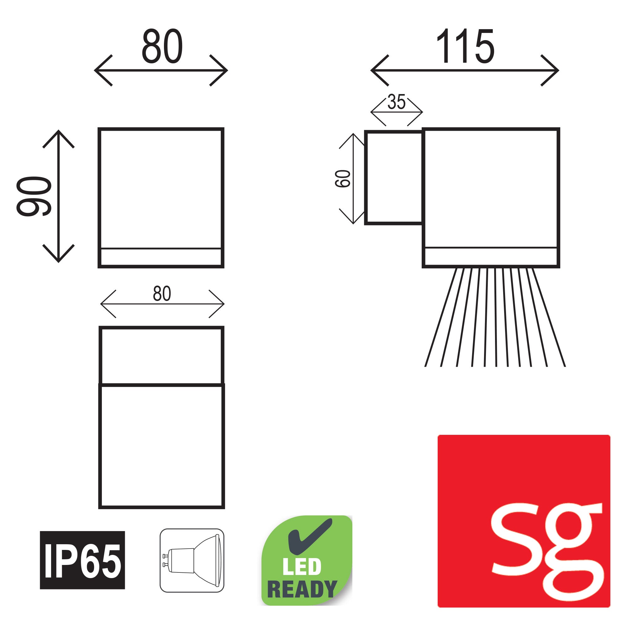 KUBE SINGLE Black - SG Quality Outdoor Wall Light in Black
