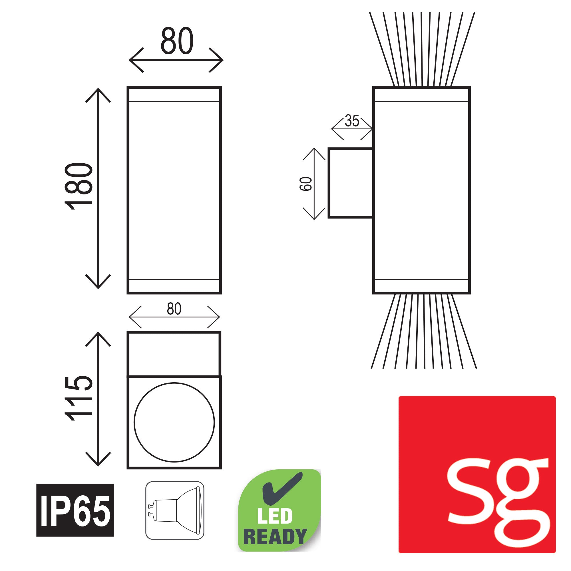 KUBE TWIN Black - SG Quality Outdoor Wall Light in Black