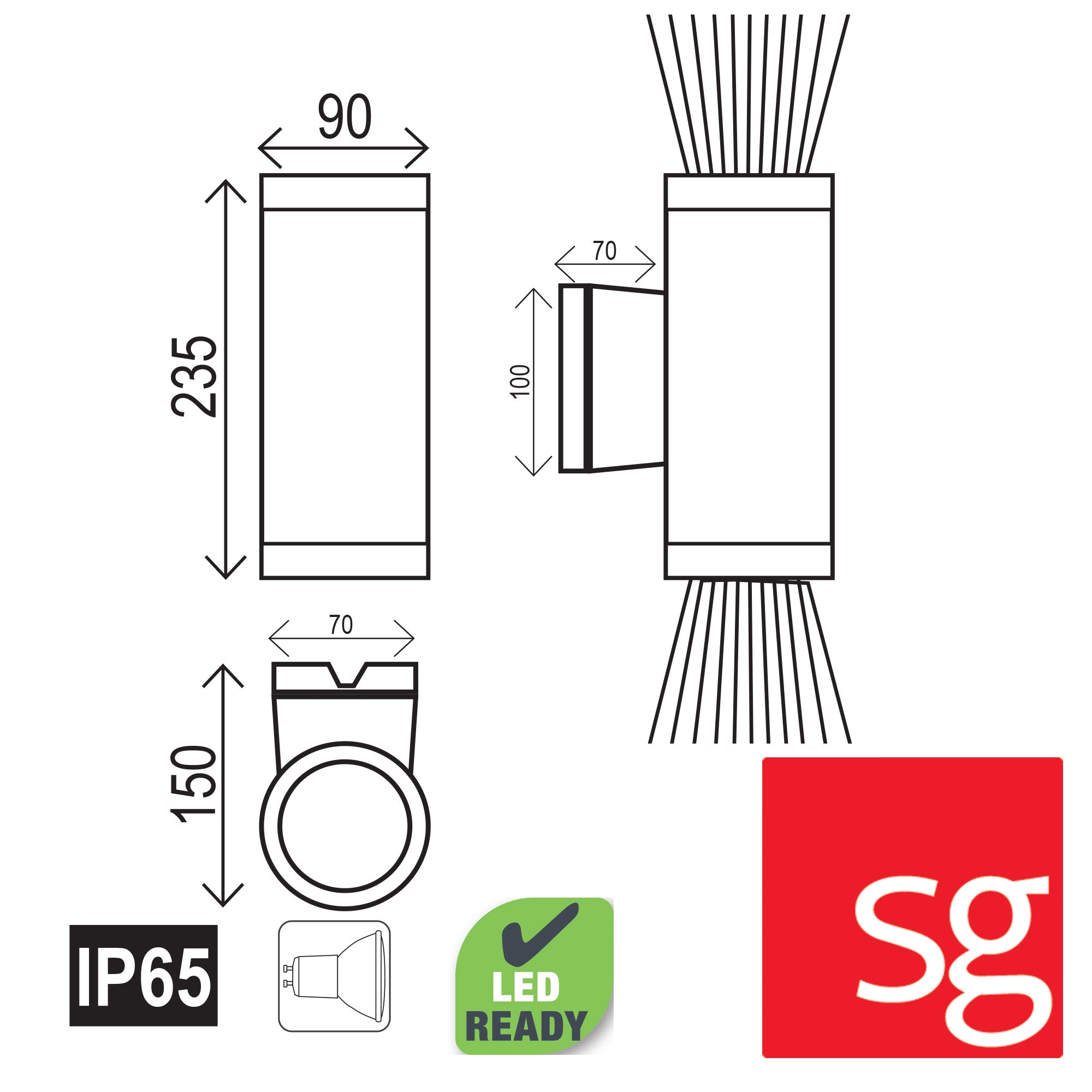 METRO TWIN Black - SG Quality Outdoor Wall Light in Black