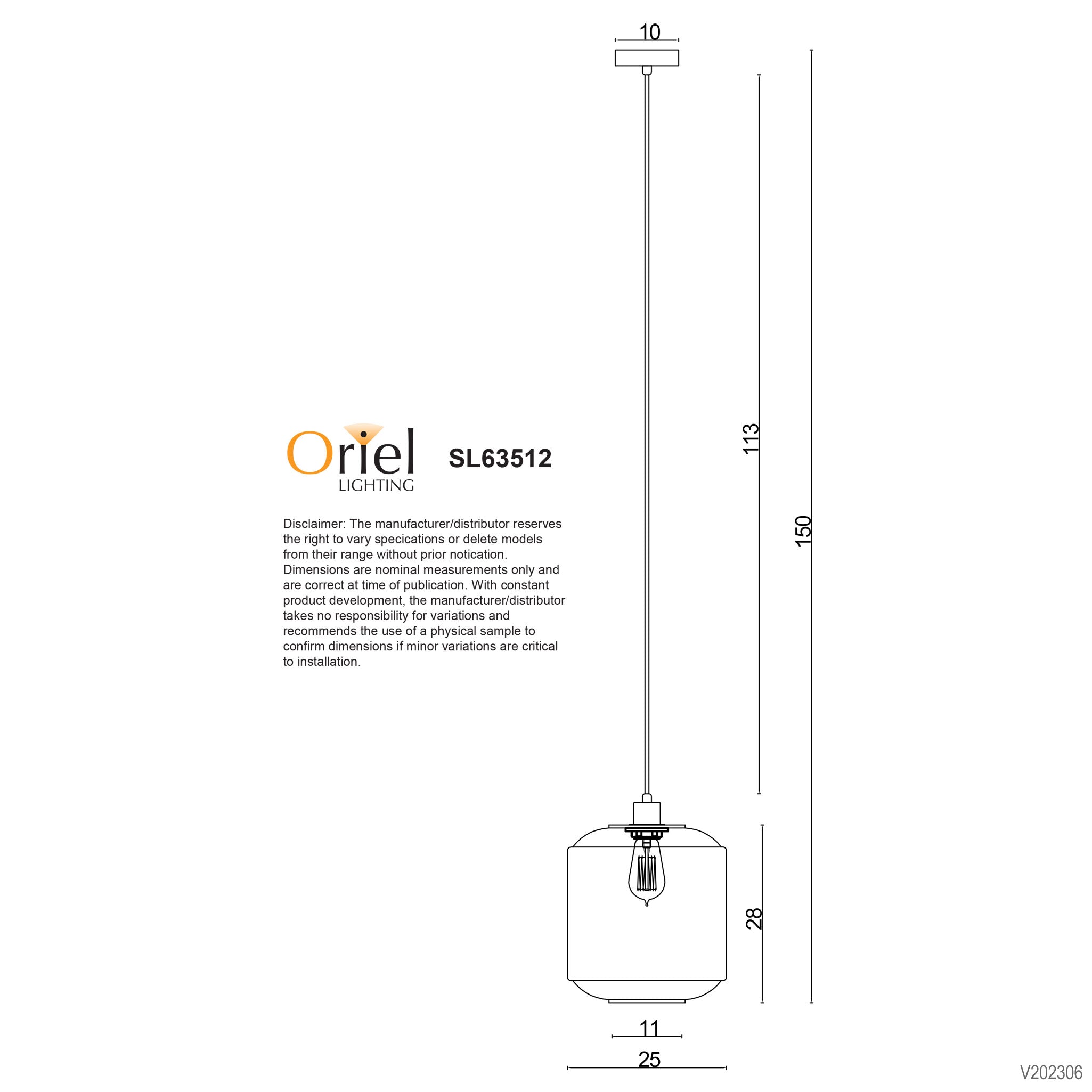 MARCONI.25 - Single Clear Glass Pendant