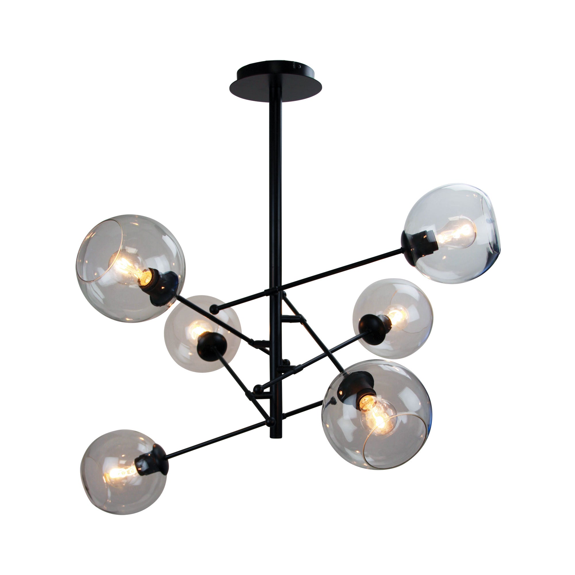 RIPLEY.6 - 6-Light Satellite Pendant Black