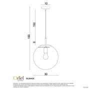 NEWTON.30 BK - Matt Black and Clear Glass Pendant