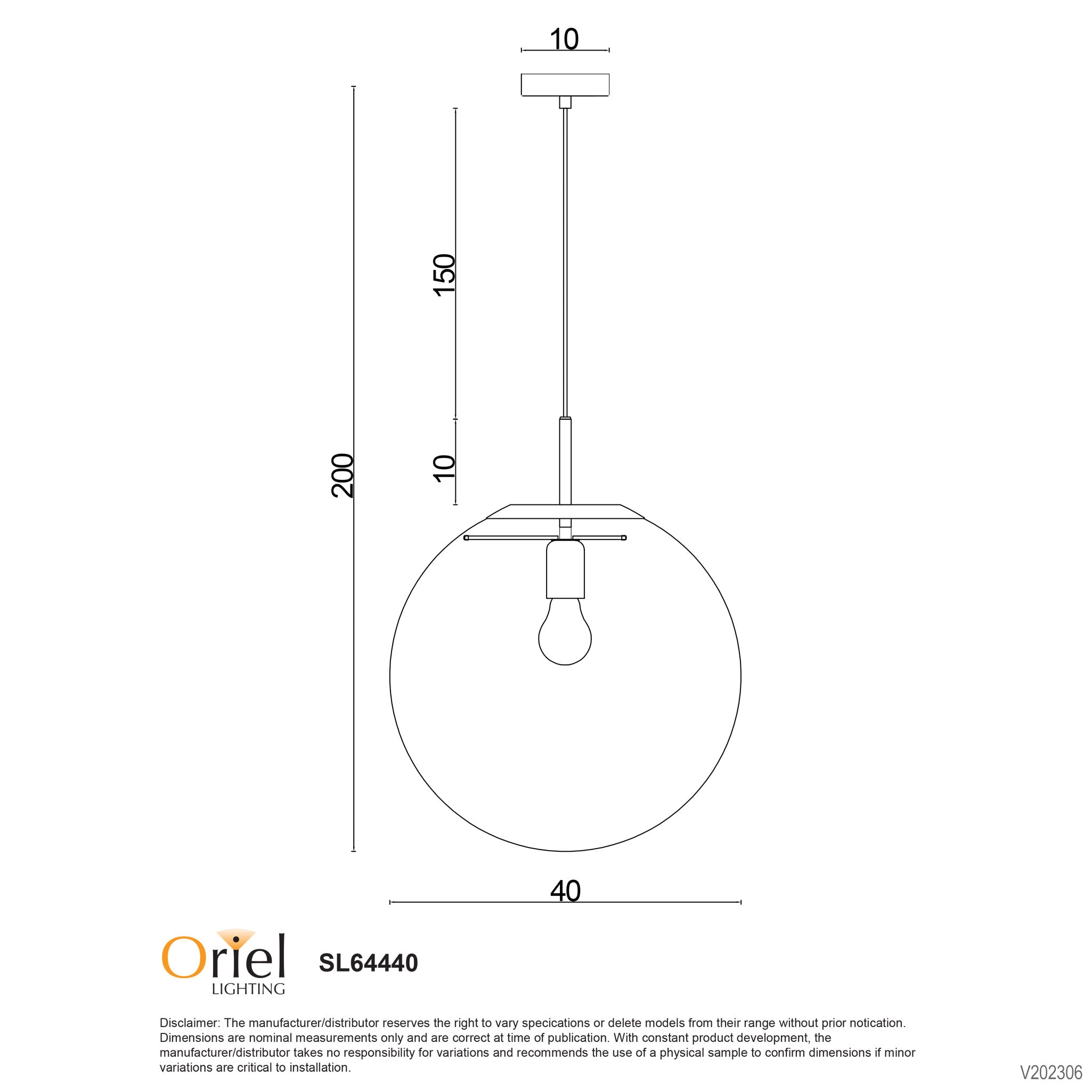 NEWTON.40 BK - Matt Black and Clear Glass Pendant