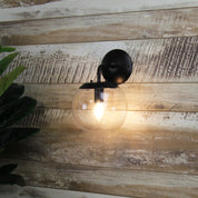 NEWTON WALL LIGHT BK - Black and Clear Glass Wall Light