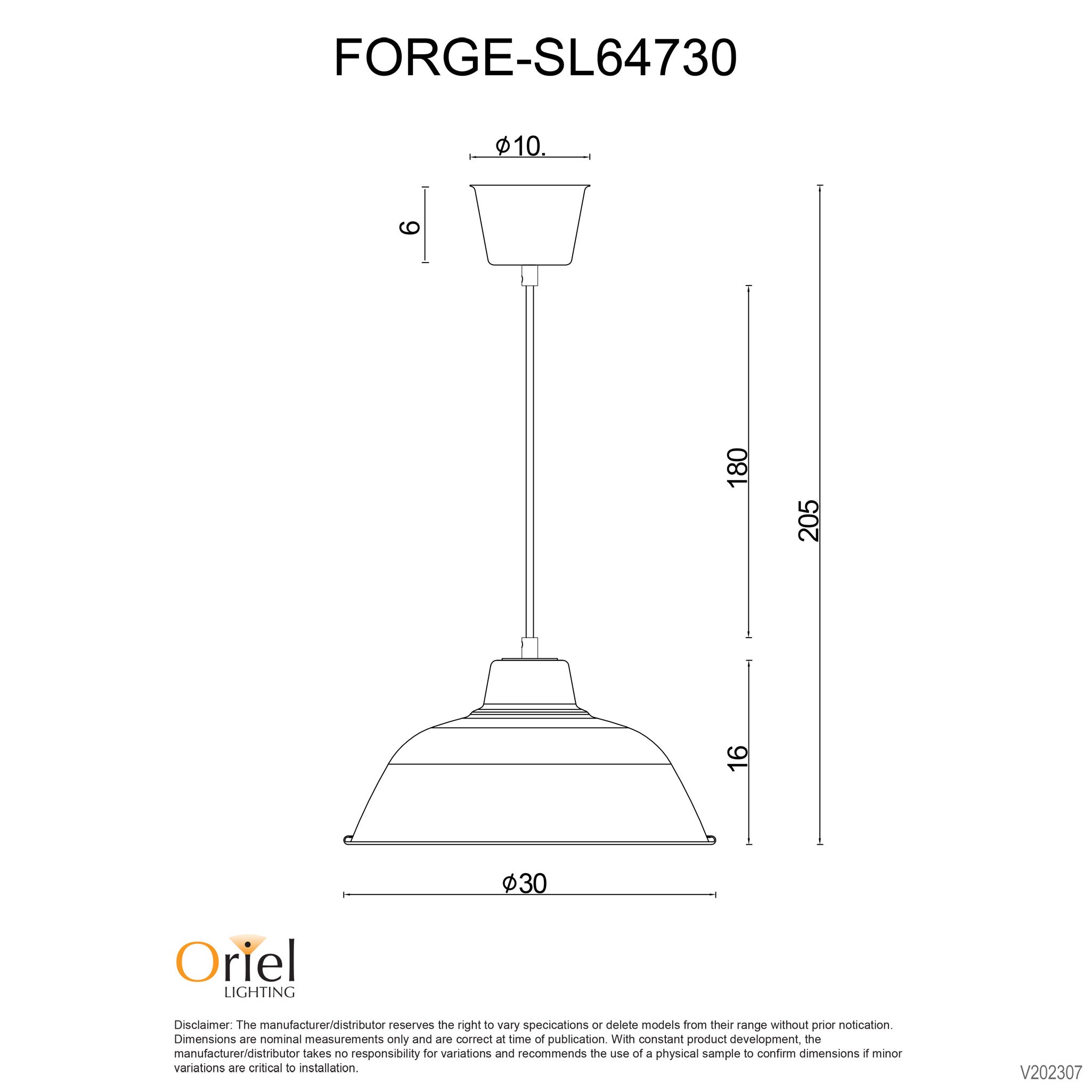 FORGE 300 - Retro Industrial Pendant Black
