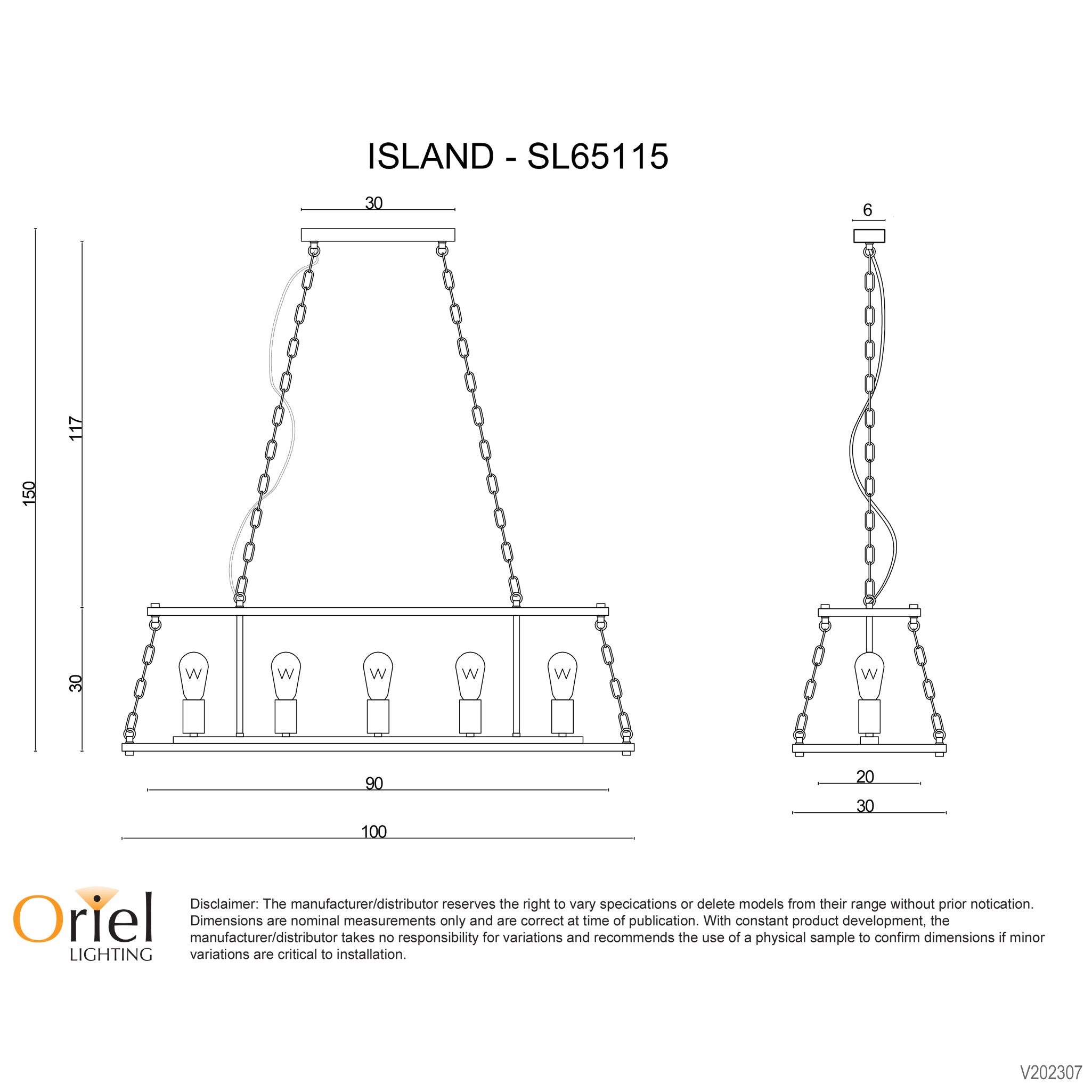 ISLAND - 5 LIGHT PENDANT
