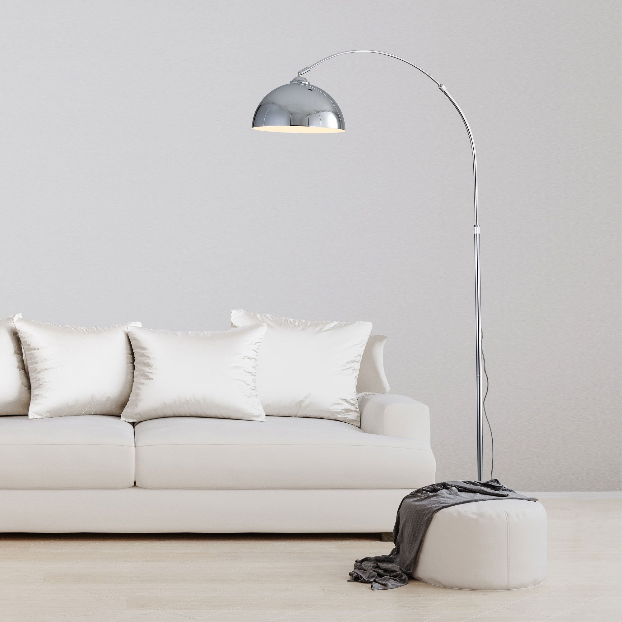 MARMO CHROME - Arc Floor Lamp with Marble Base