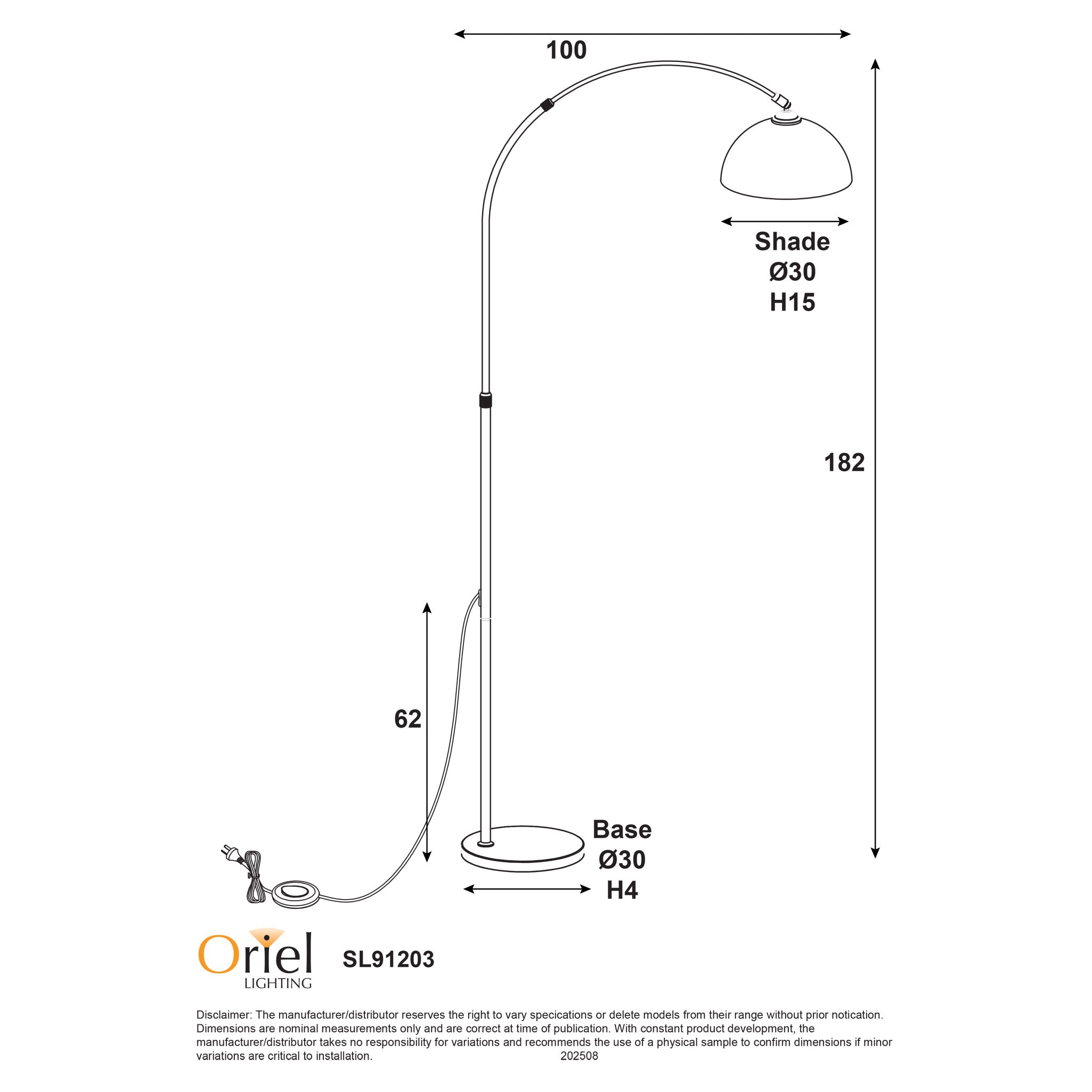 MARMO BLACK - Arc Floor Lamp with Marble Base