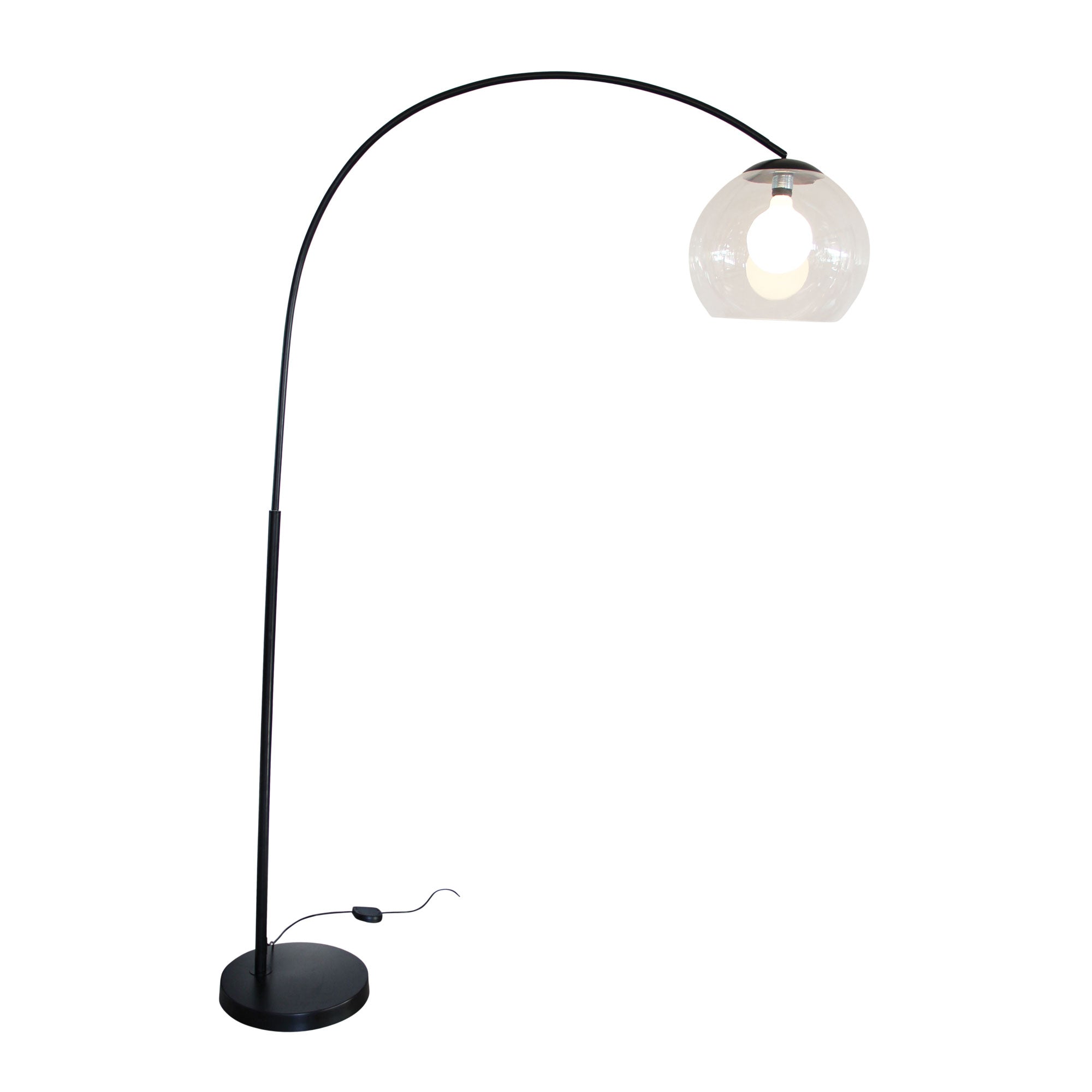OVER ARC LAMP BK - Over Black with Acrylic Shade