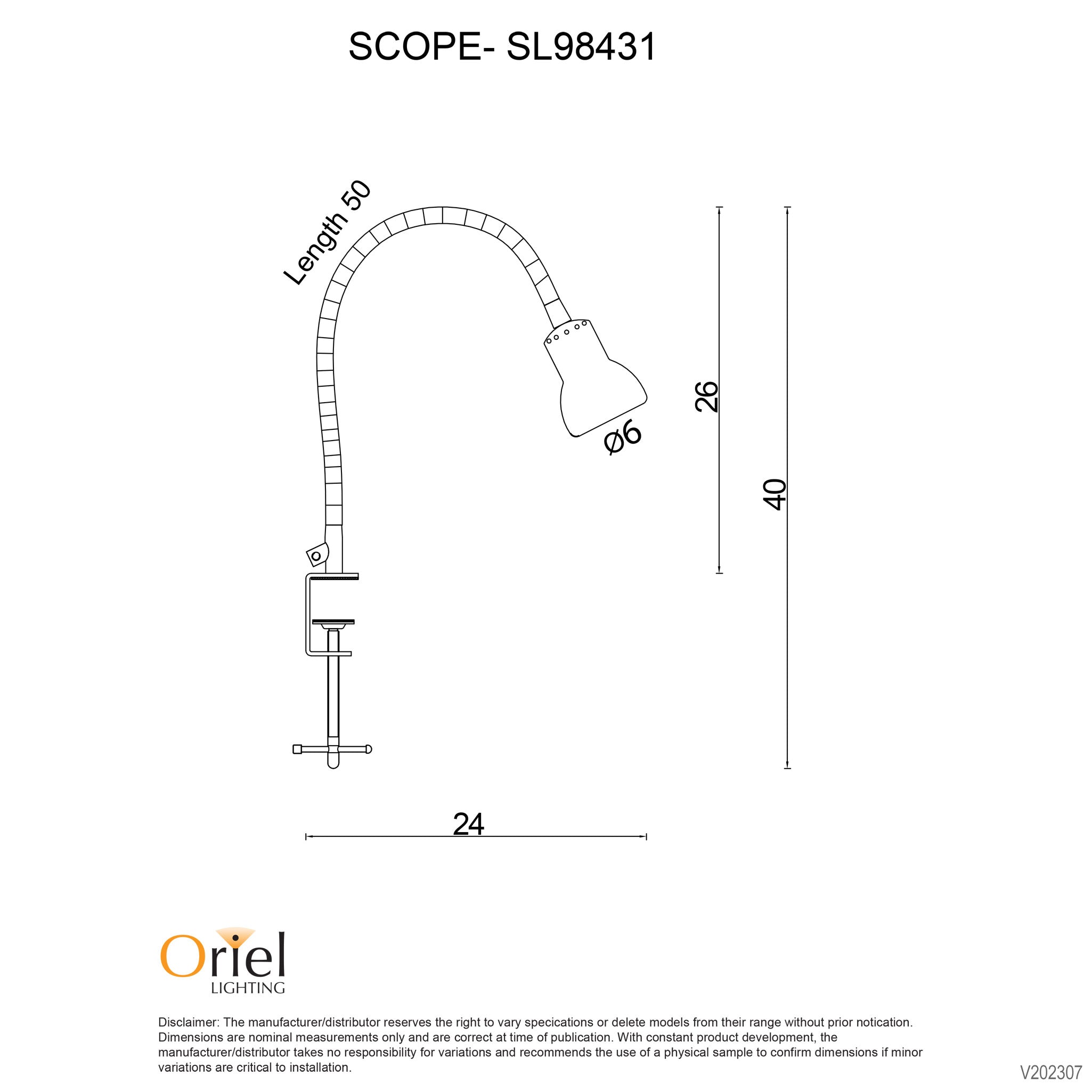 SCOPE BRUSHED CHROME - Gooseneck Clamp Lamp Brushed Chrome