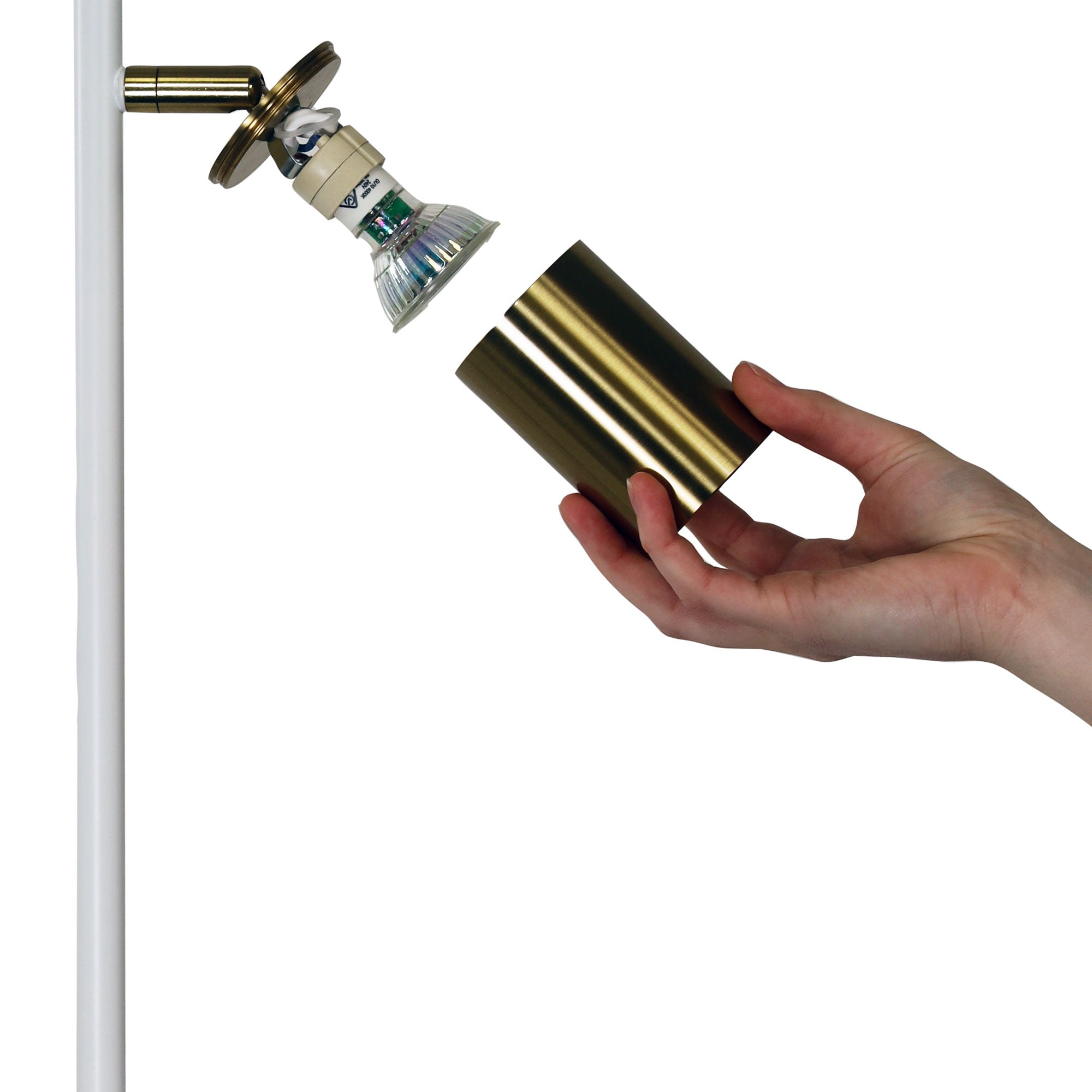 PONTE DESK WH/SB - Desk Lamp White and Satin Brass