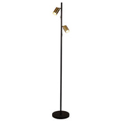 PONTE FLOOR BK/SB - Adjustable Twin Floor Lamp Black and Satin Brass