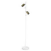 PONTE FLOOR WH/SB - Adjustable Twin Floor Lamp White and Satin Brass