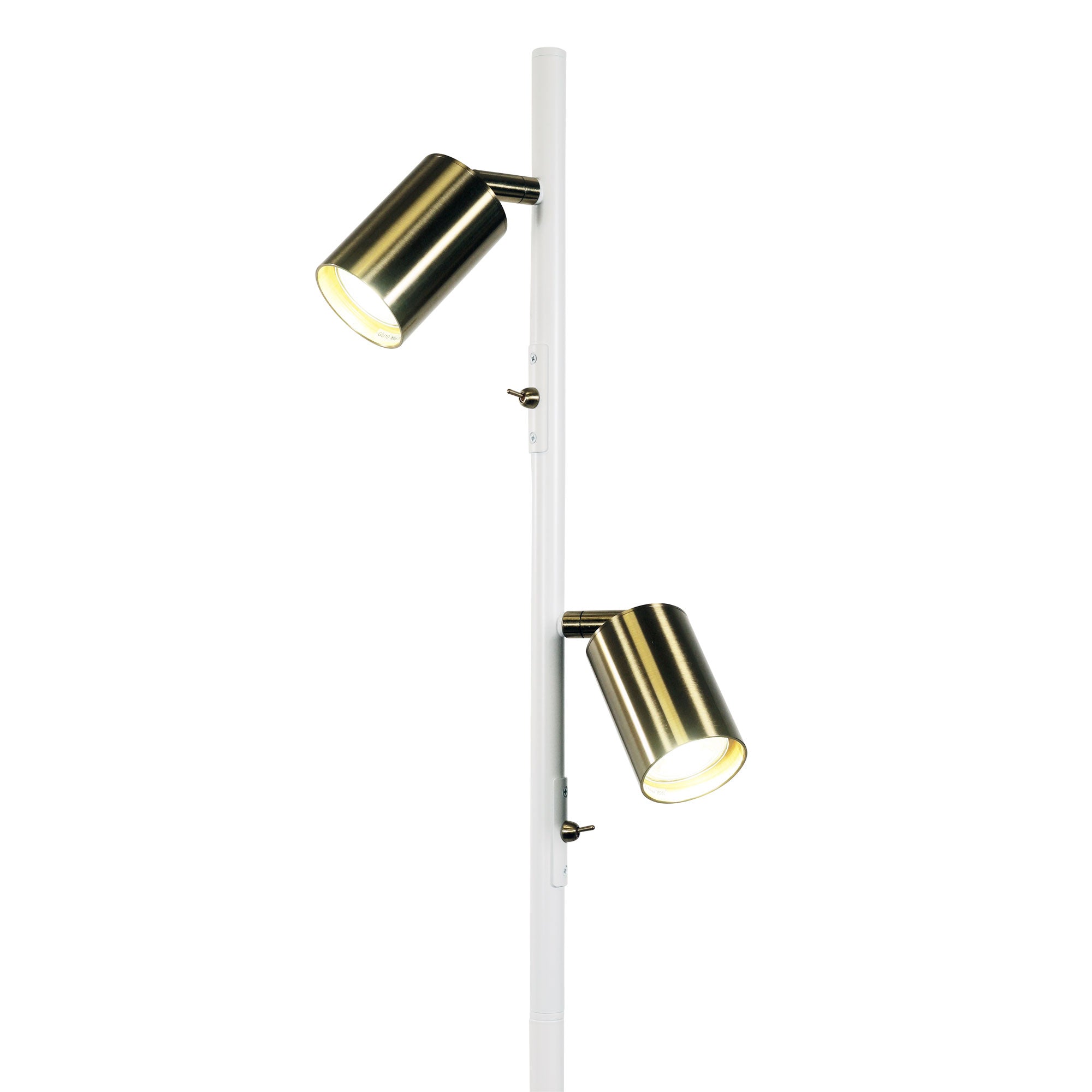 PONTE FLOOR WH/SB - Adjustable Twin Floor Lamp White and Satin Brass