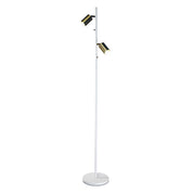 PONTE FLOOR WH/SB - Adjustable Twin Floor Lamp White and Satin Brass