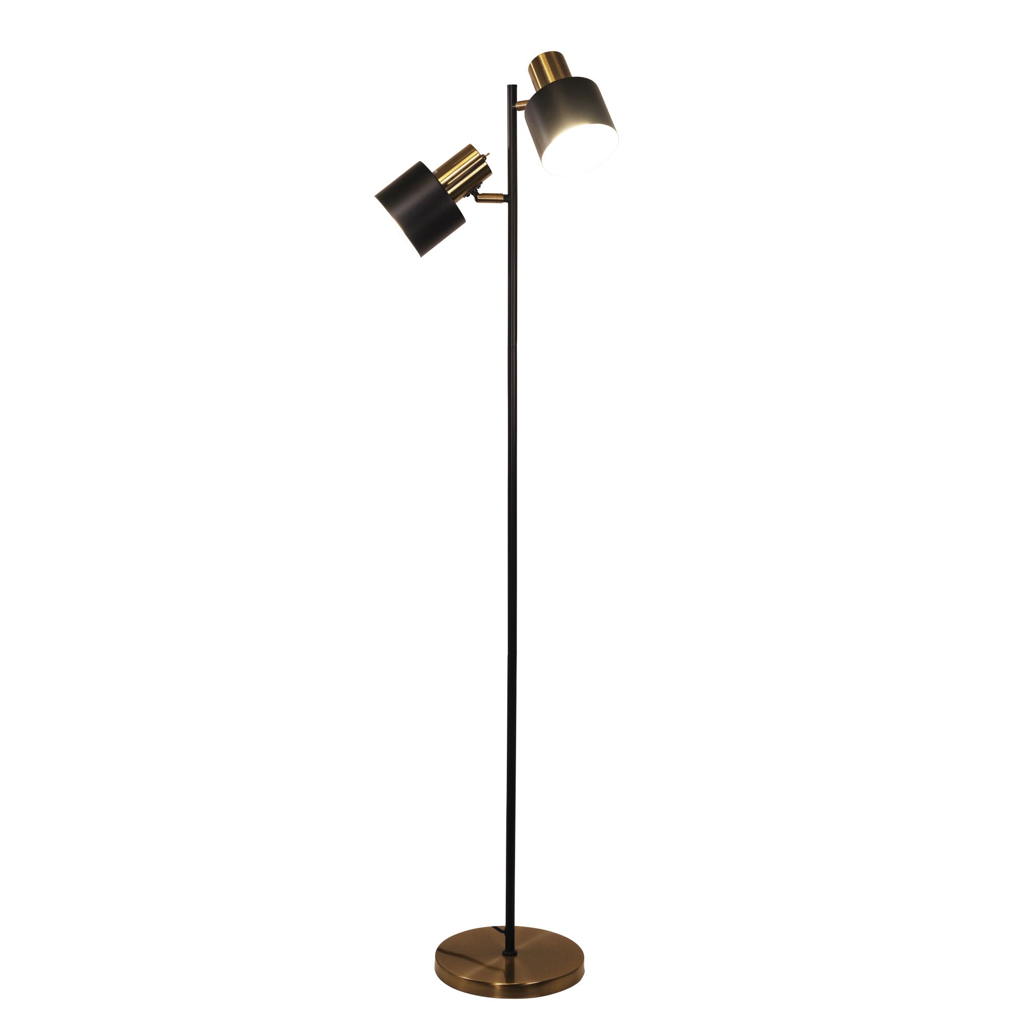 ARI TWIN FLOOR AB - Mid-Century Task Lamp Black and Antique Brass