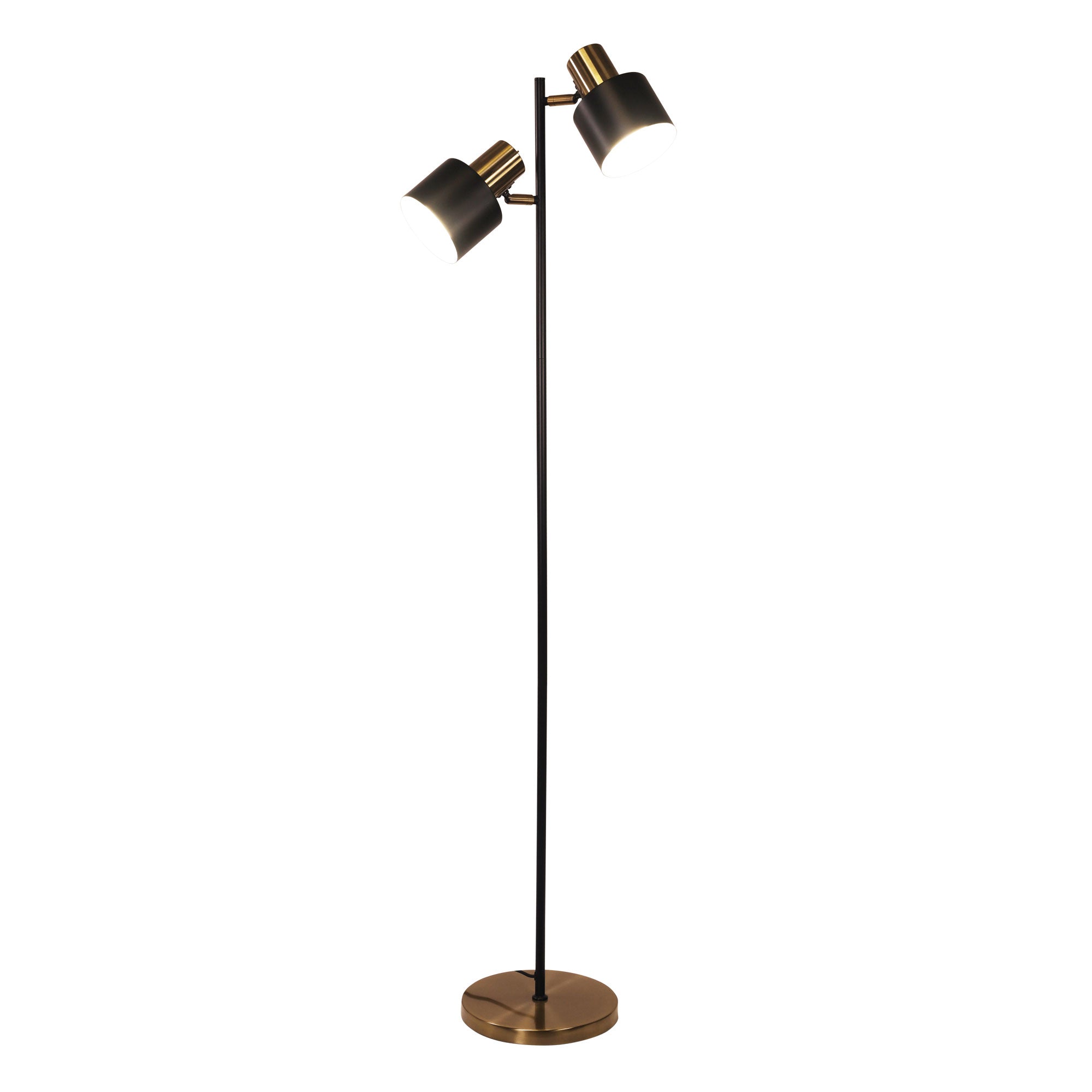 ARI TWIN FLOOR AB - Mid-Century Task Lamp Black and Antique Brass