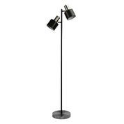 ARI TWIN FLOOR BC - Mid-Century Task Lamp Black and Brushed Chrome