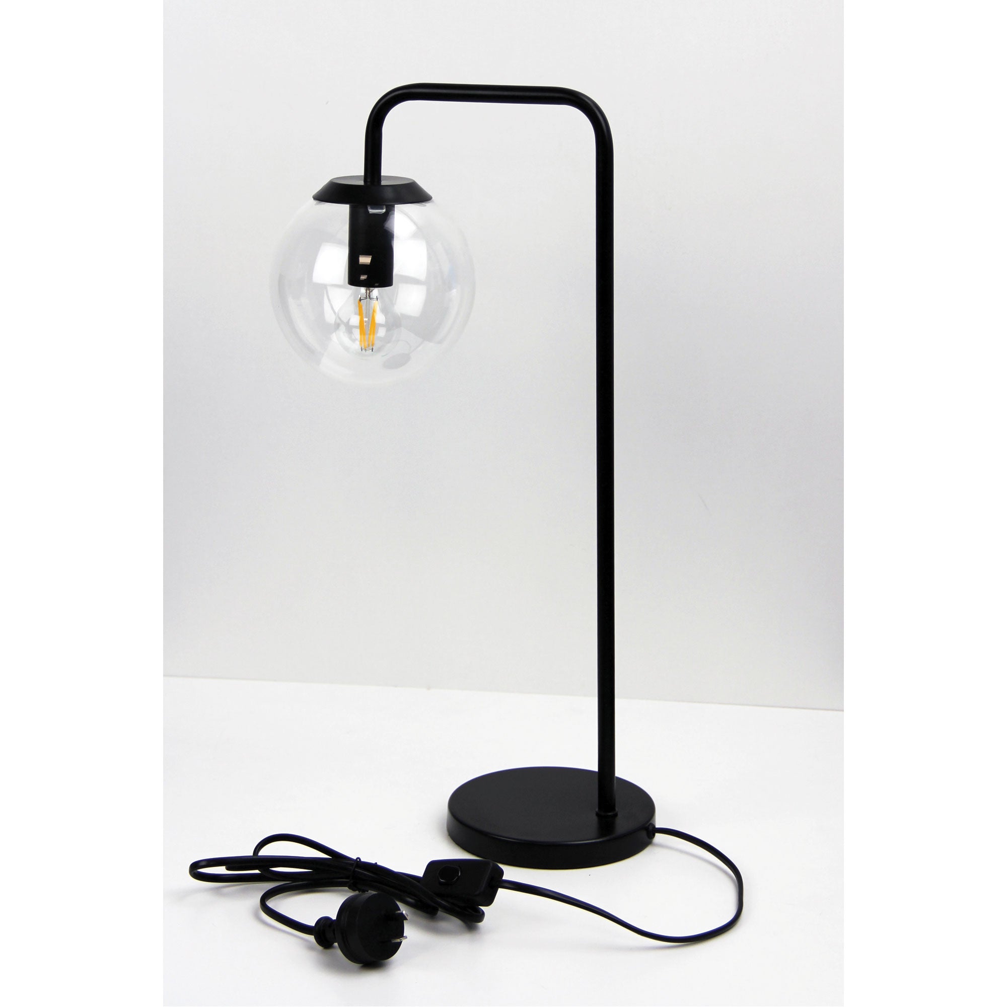 NEWTON LAMP BK - Contemporary Clear Glass Lamp Black