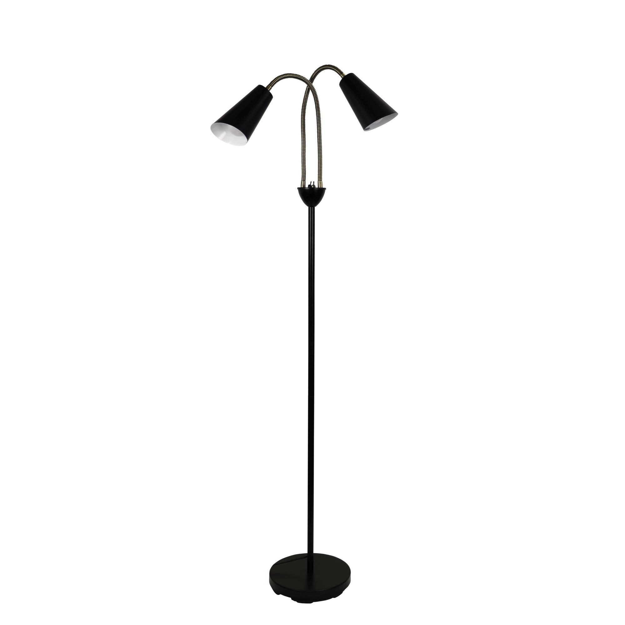 WALT ANTIQUE BRASS - Twin Flexible Neck Lamp Black with Antique Brass