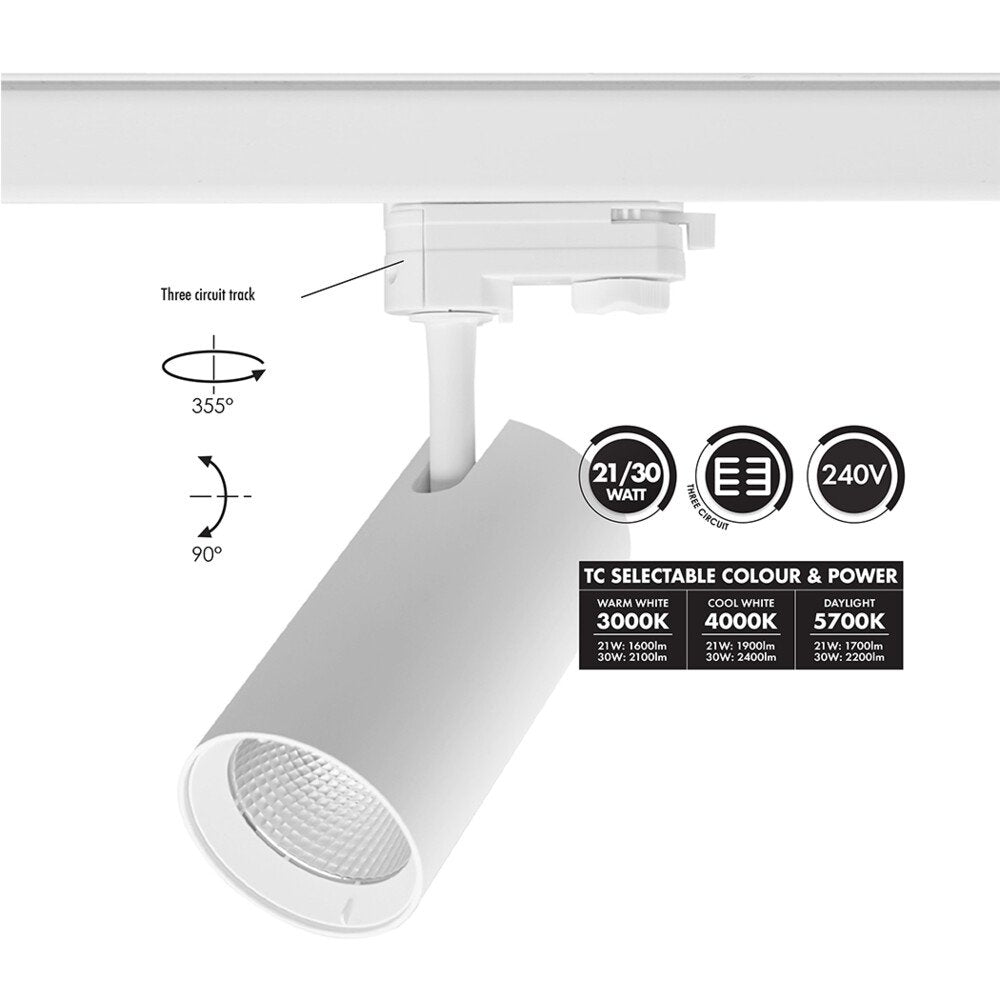 Unitrek Three Circuit Track Head W90mm White Polyamide 3CCT