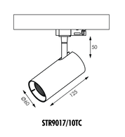 UNITREK Dimmable Single Circuit Track Light 10W TRI Colour Black
