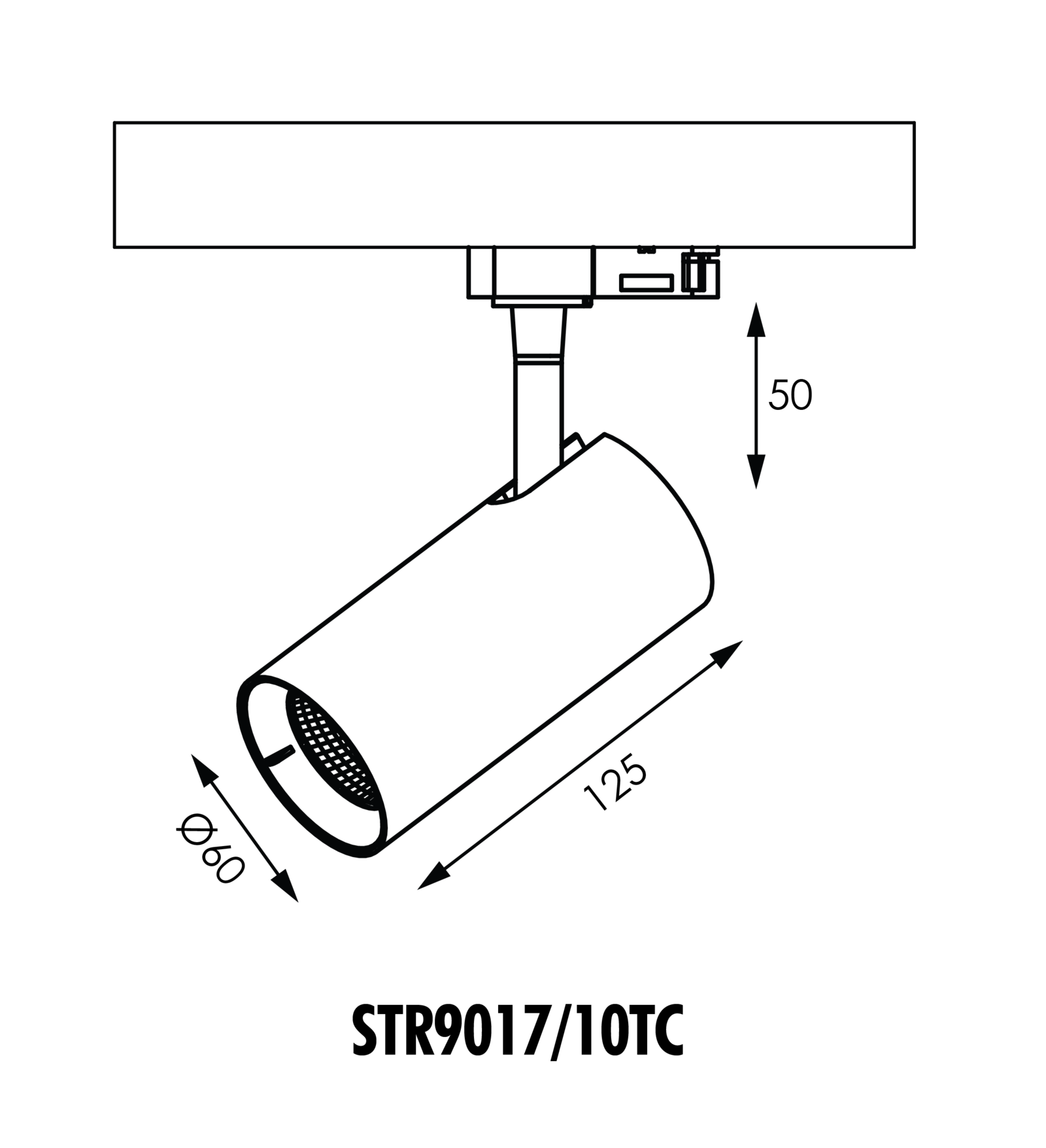 UNITREK Dimmable Single Circuit Track Light 10W TRI Colour White