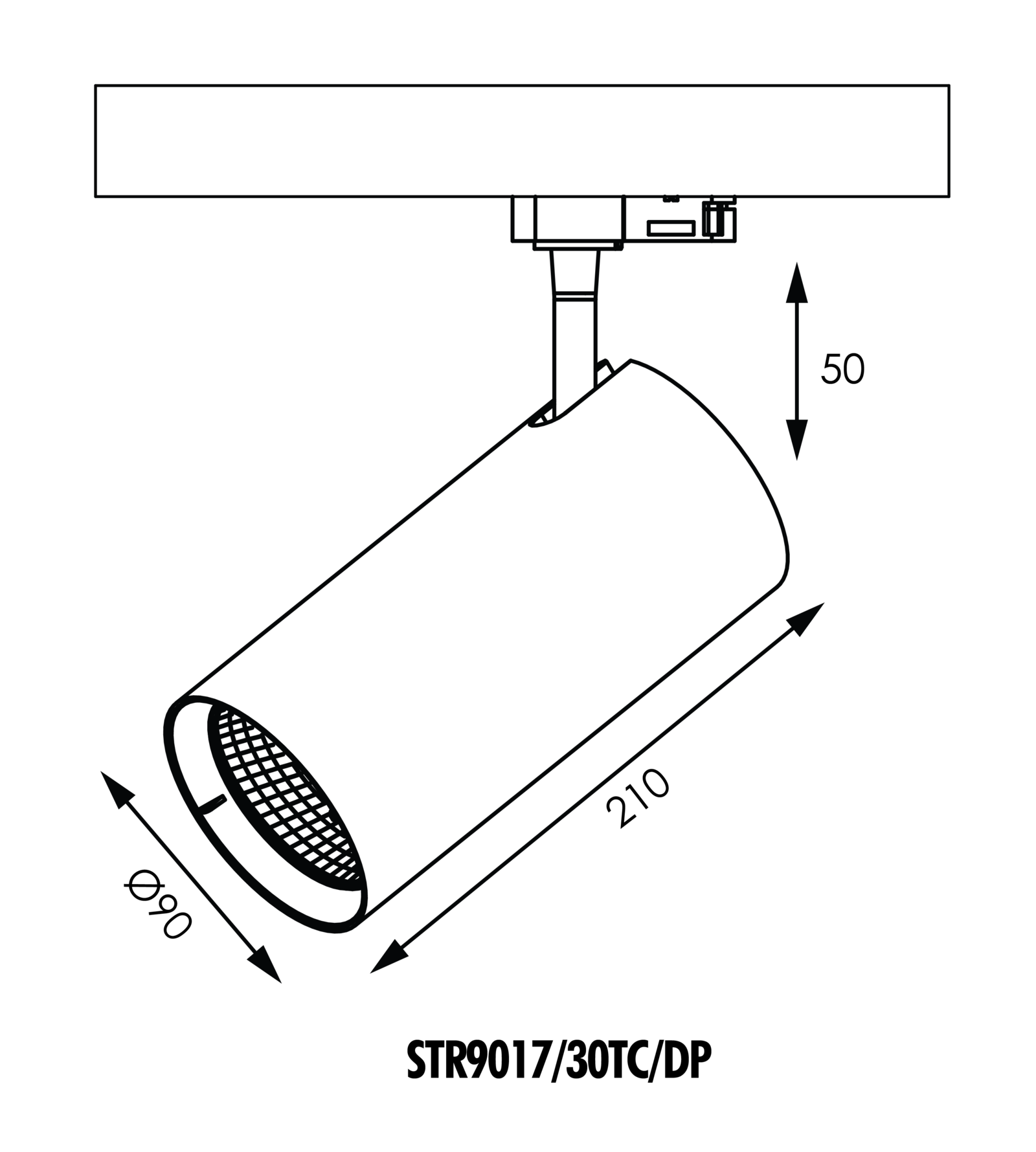 UNITREK Single Circuit Track Light 21W/30W TRI Colour Black