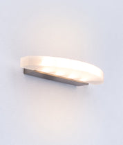 SYDNEY: City Series LED Interior Satin Nickel Curved Frosted Diffuser Wall Light