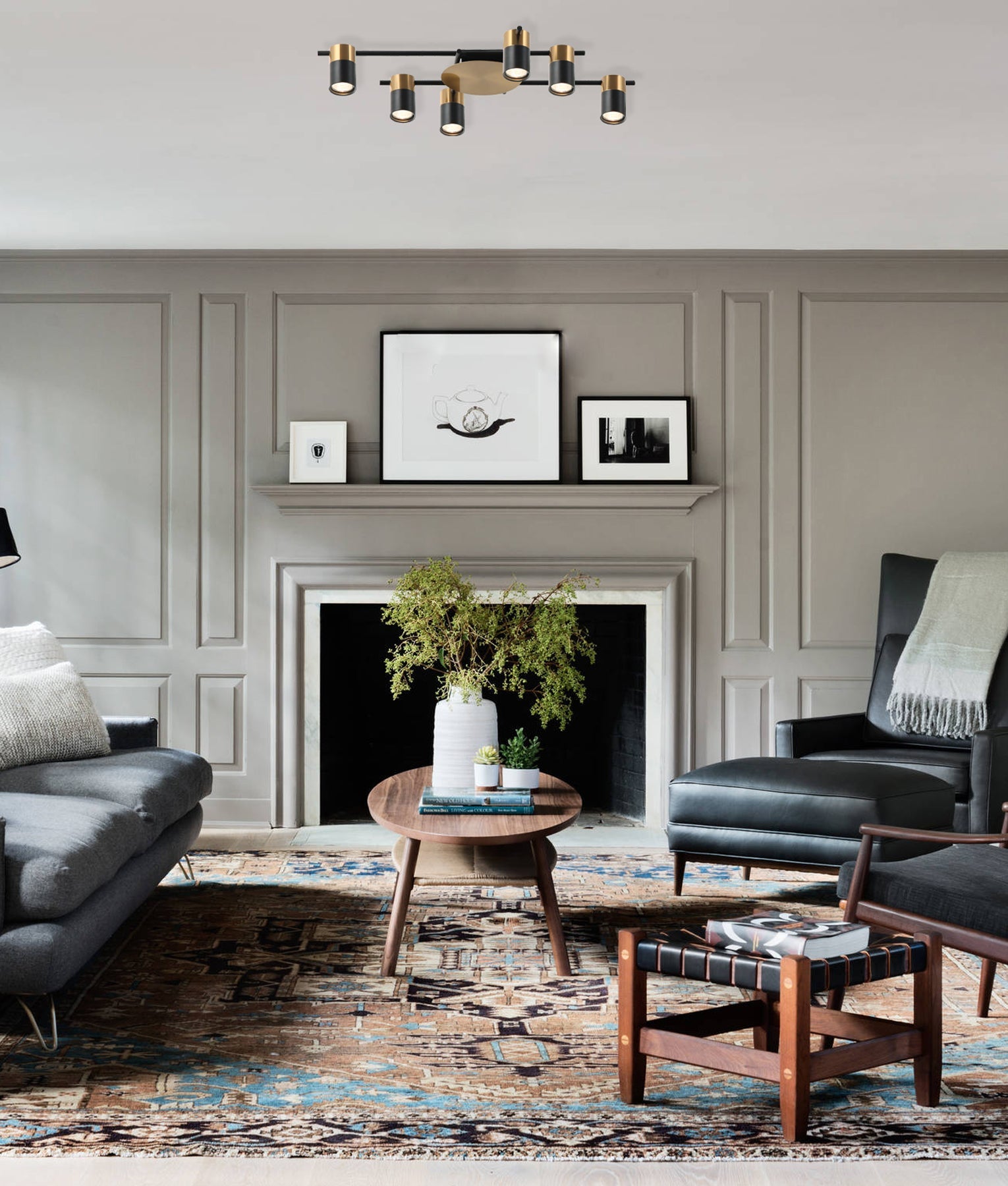 TACHE: Interior Spot Ceiling Lights (with Adjustable Black & Antique Brass Heads) IP20