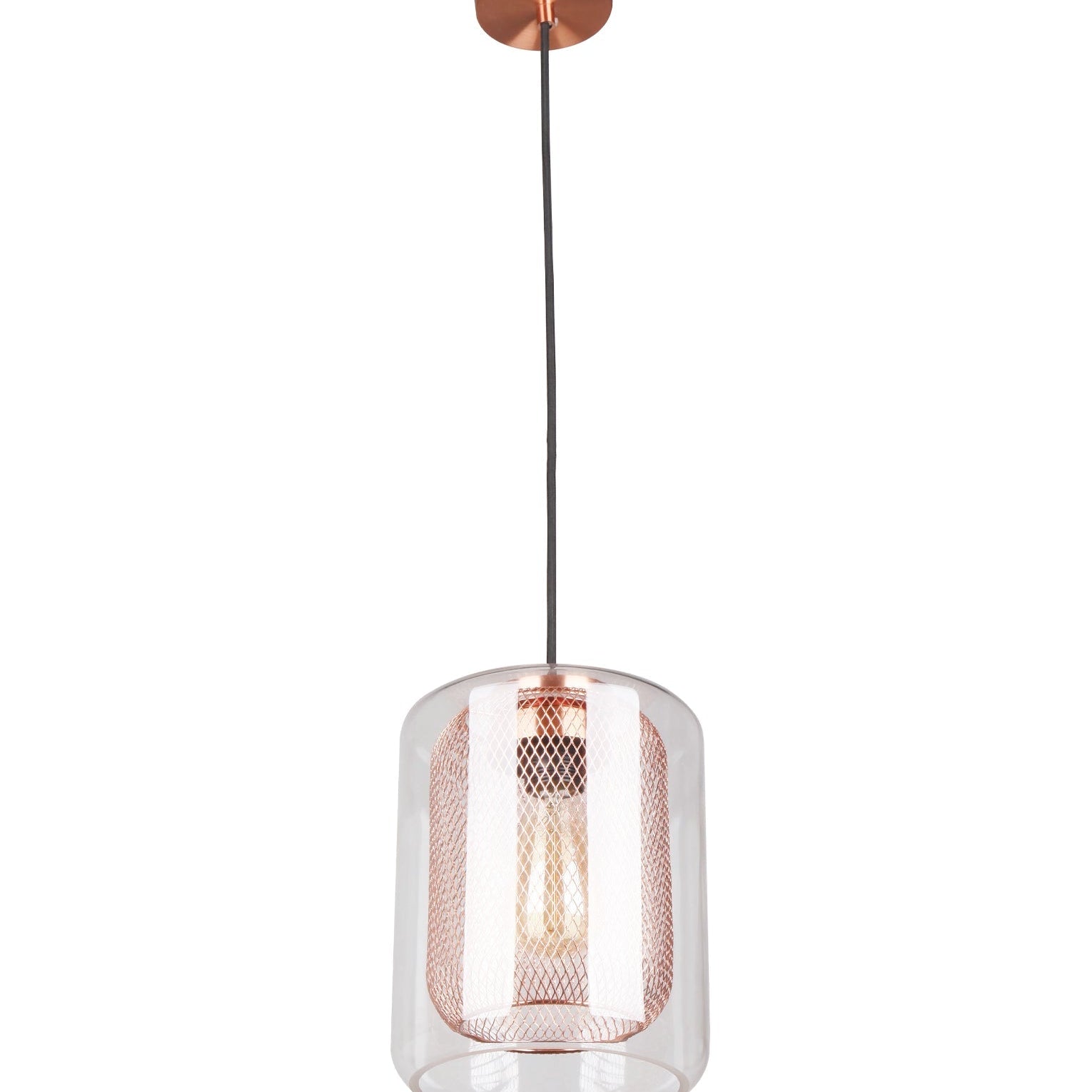 TONO: Mesh Internal & Clear Glass Oblong Pendant Lights
