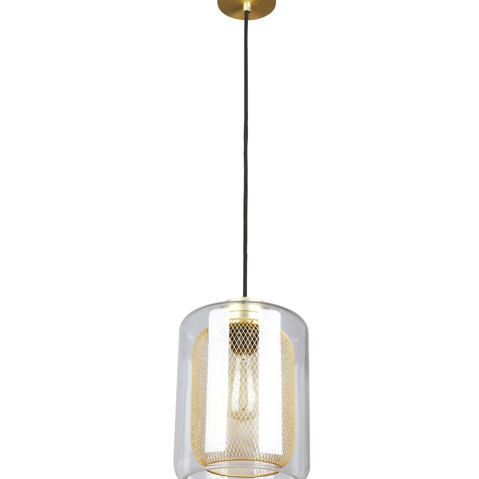 TONO: Mesh Internal & Clear Glass Oblong Pendant Lights