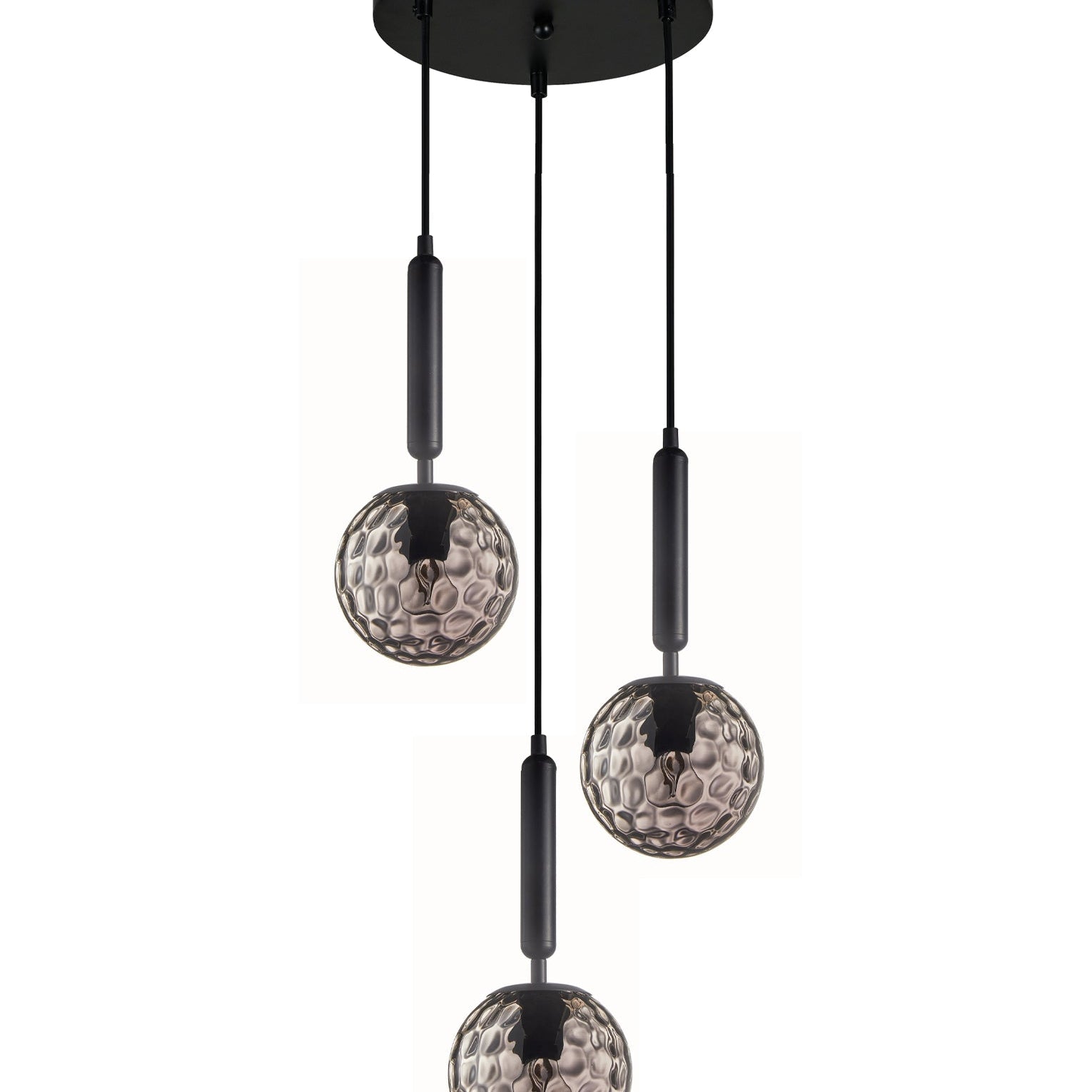  Smokey Black Spherical Glass Multiple Round Base Pendant Lights