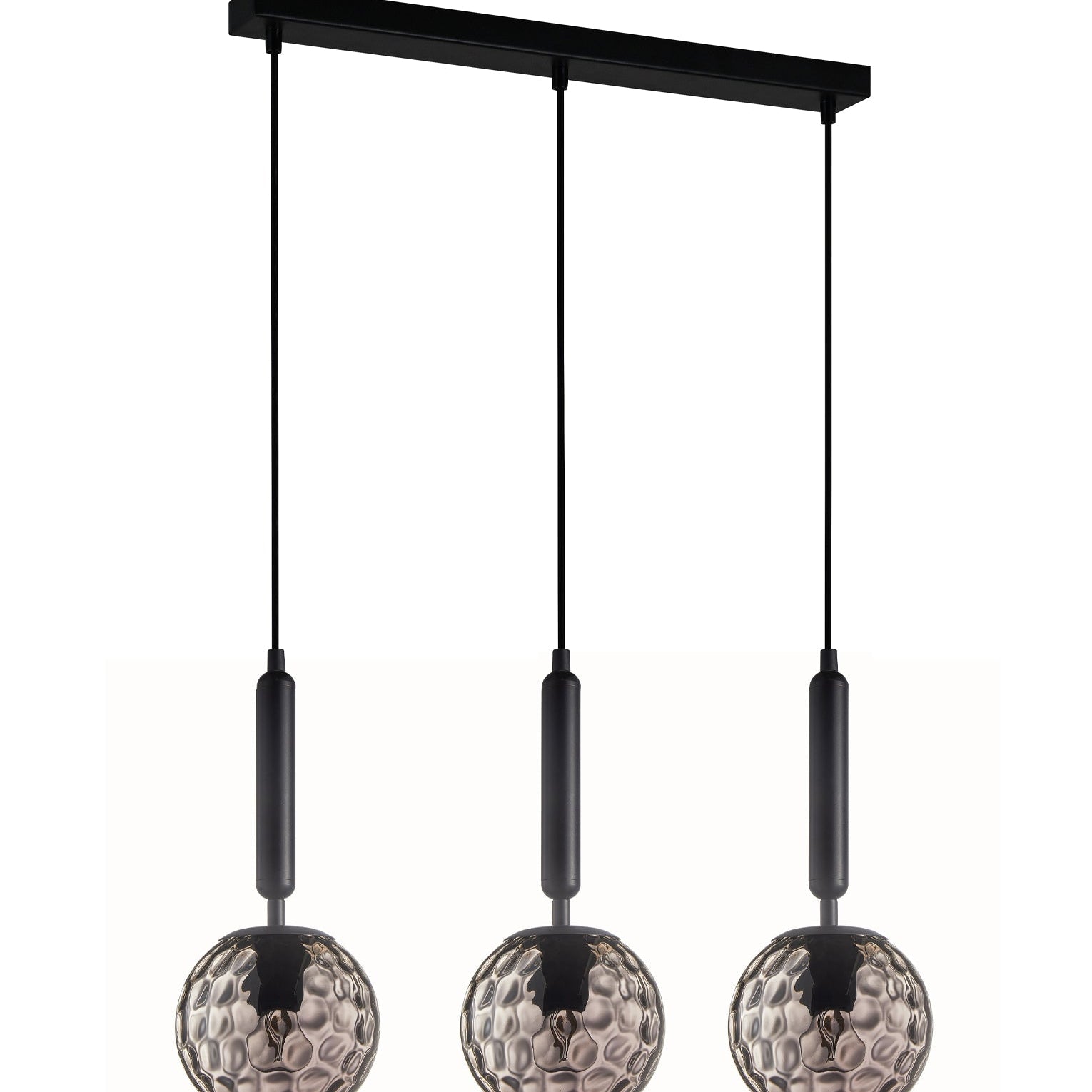 Smokey Black Spherical Glass Multiple Bar Base Pendant Lights