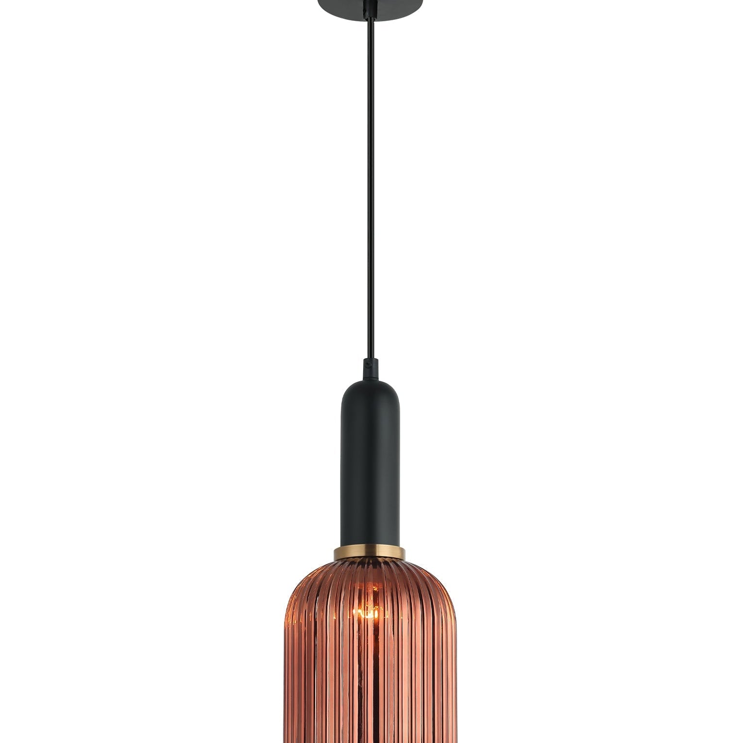 VINTAJ: Retro Interior Ellipse Shape Ribbed Glass Pendant Lights