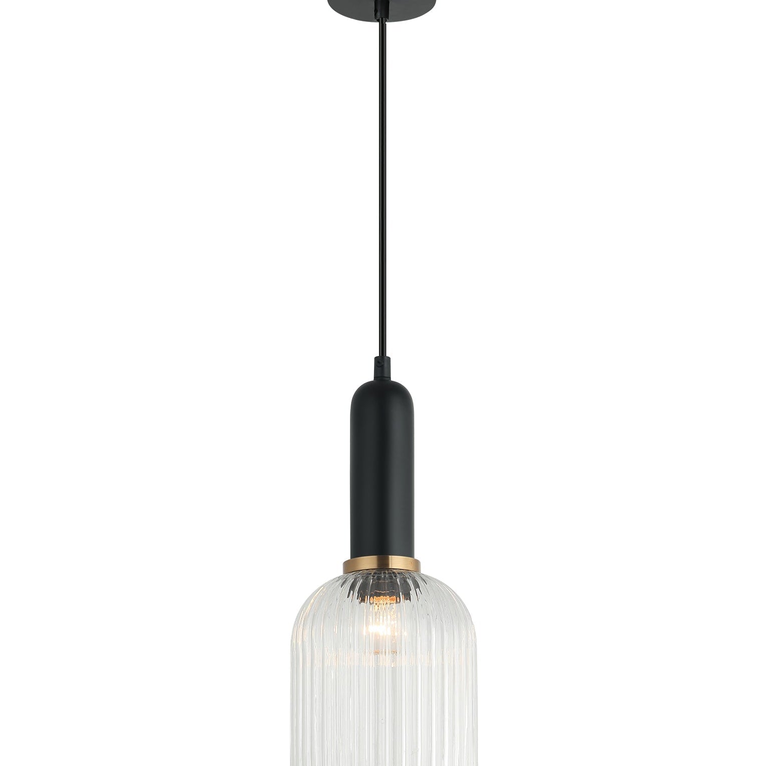 VINTAJ: Retro Interior Ellipse Shape Ribbed Glass Pendant Lights