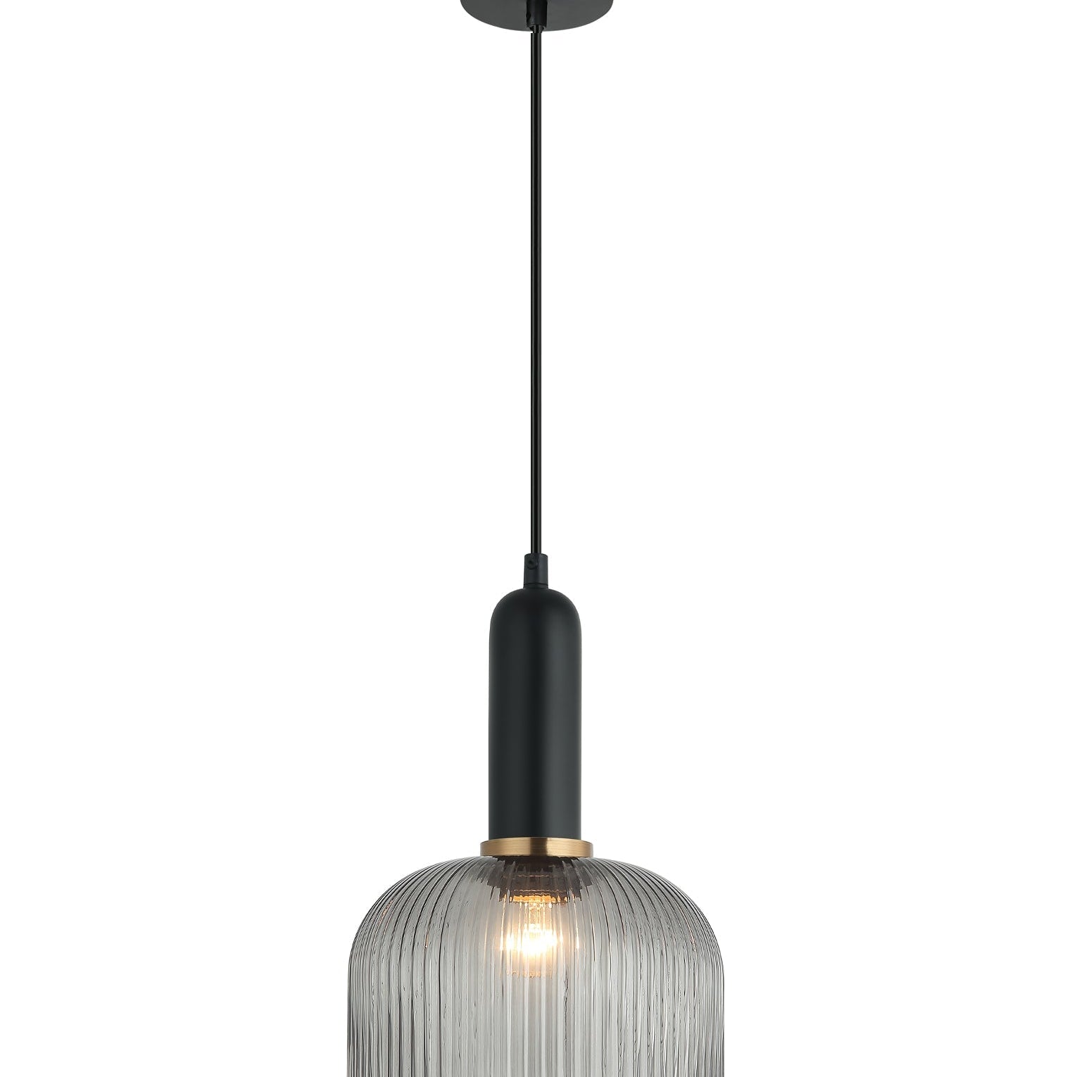VINTAJ: Retro Interior Dome Shape Ribbed Glass Pendant Lights