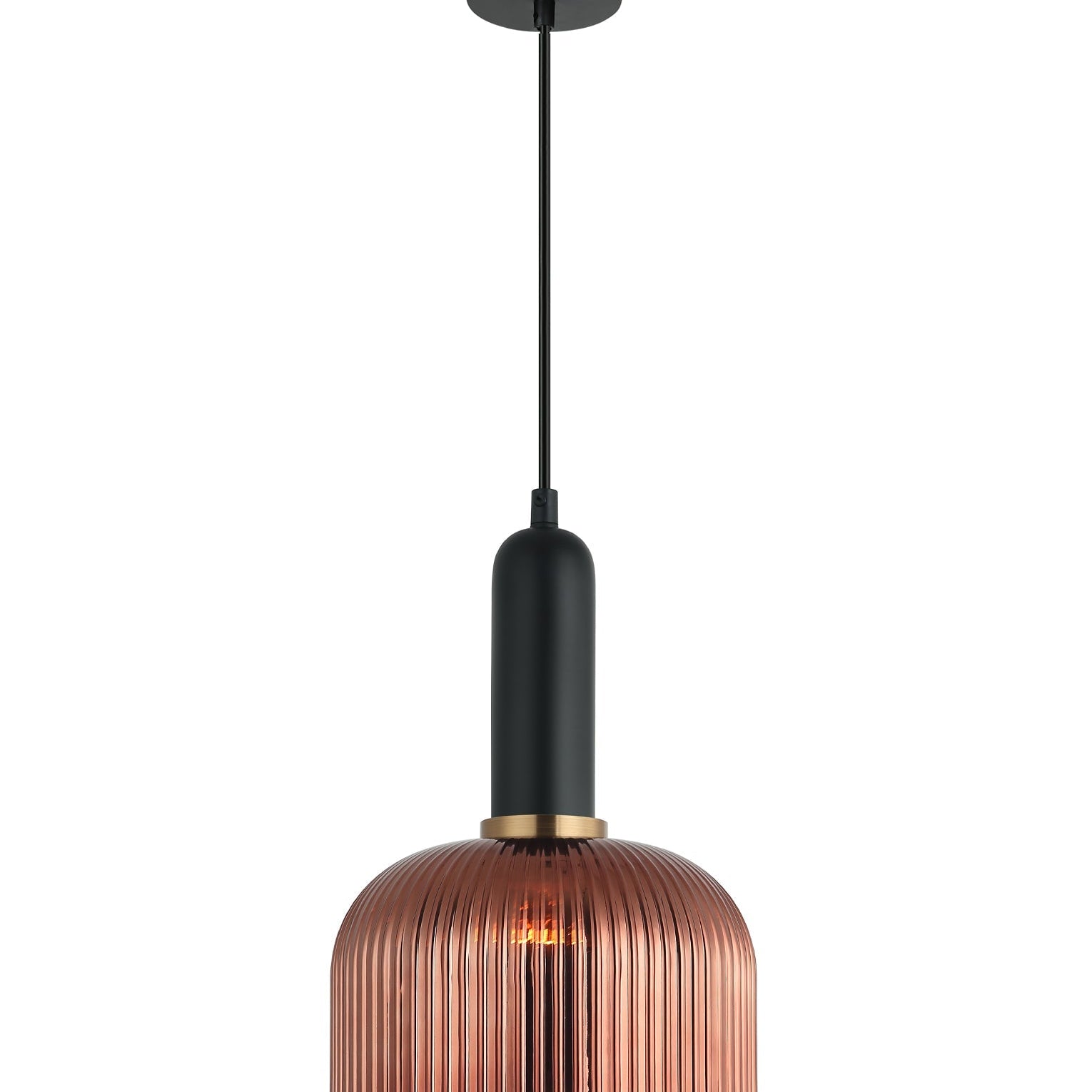 VINTAJ: Retro Interior Dome Shape Ribbed Glass Pendant Lights
