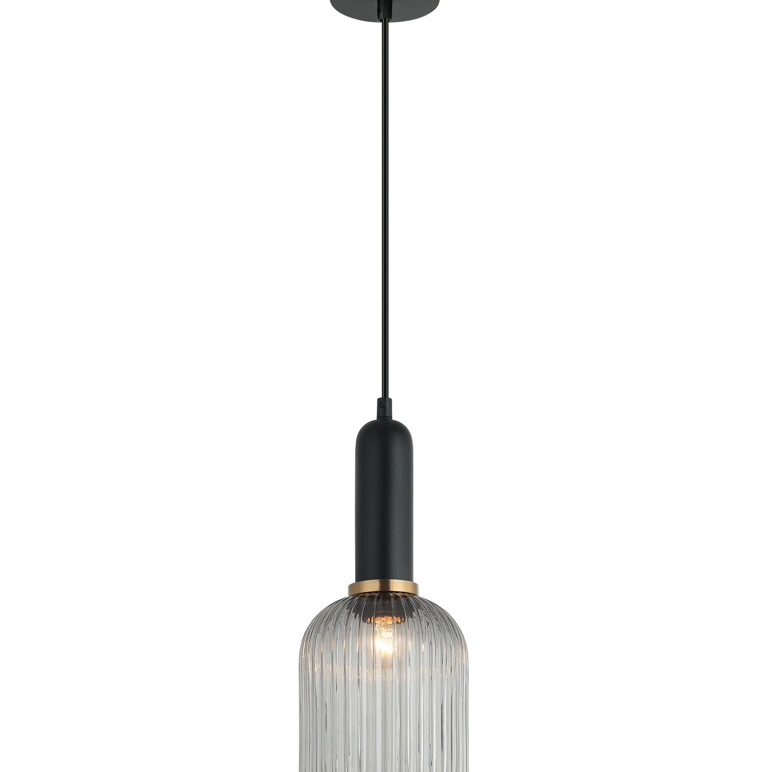 VINTAJ: Retro Interior Ellipse Shape Ribbed Glass Pendant Lights