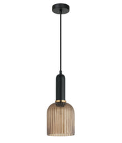 VINTAJ: Retro Interior Ellipse Shape Ribbed Glass Pendant Lights