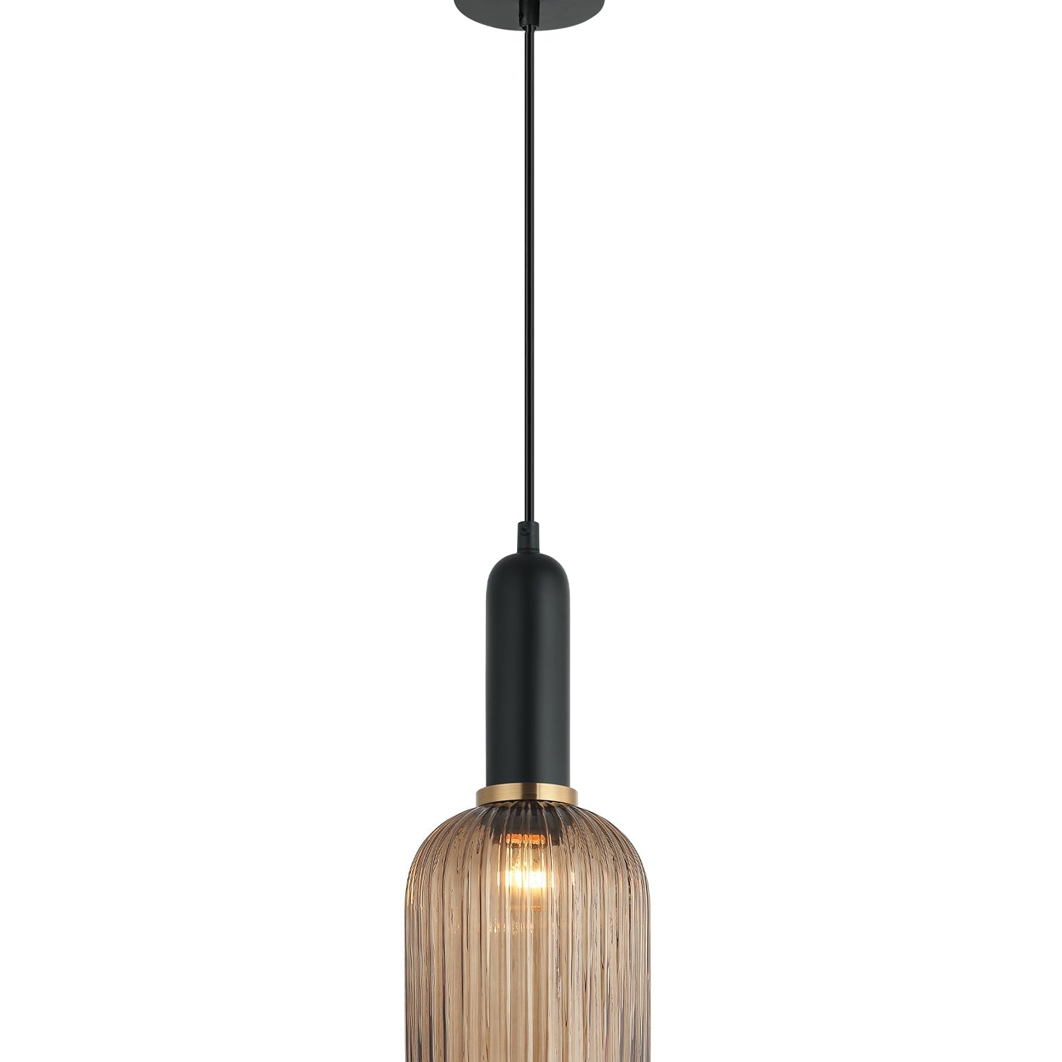 VINTAJ: Retro Interior Ellipse Shape Ribbed Glass Pendant Lights