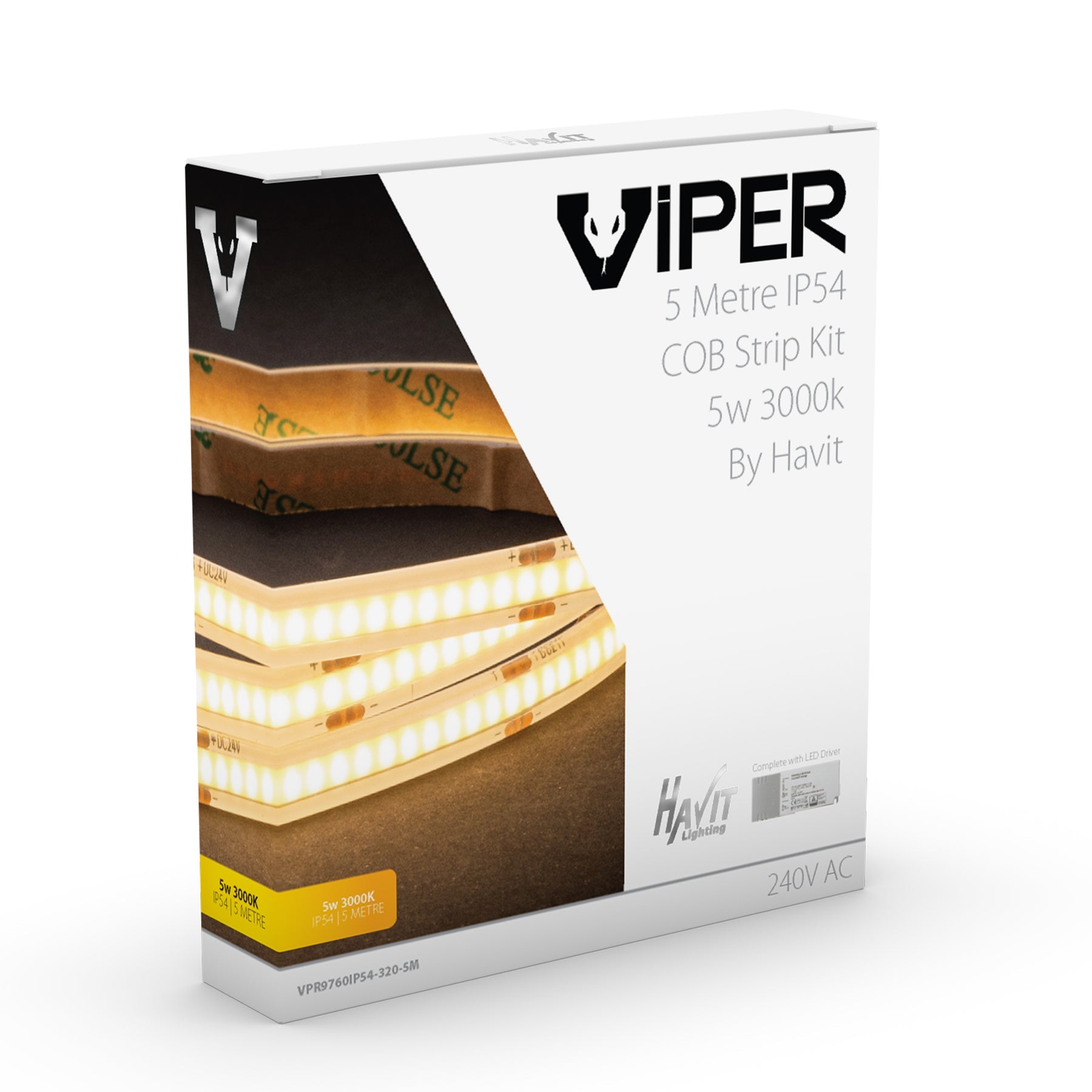 Havit Lighting Viper COB 5w Per Metre 5m LED Strip kit 3000k