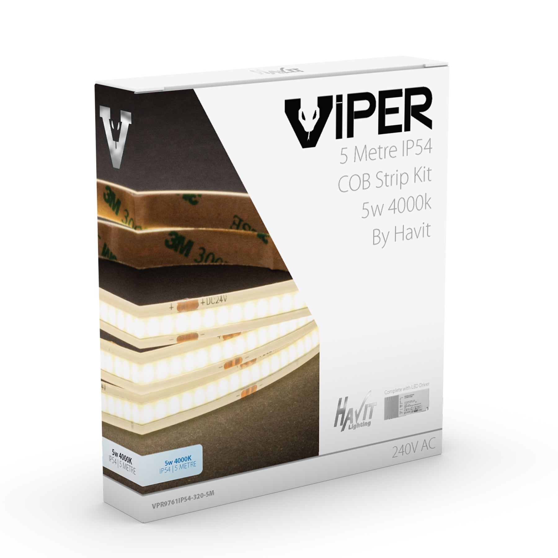 Havit Lighting Viper COB 5w Per Metre 5m LED Strip kit 4000k