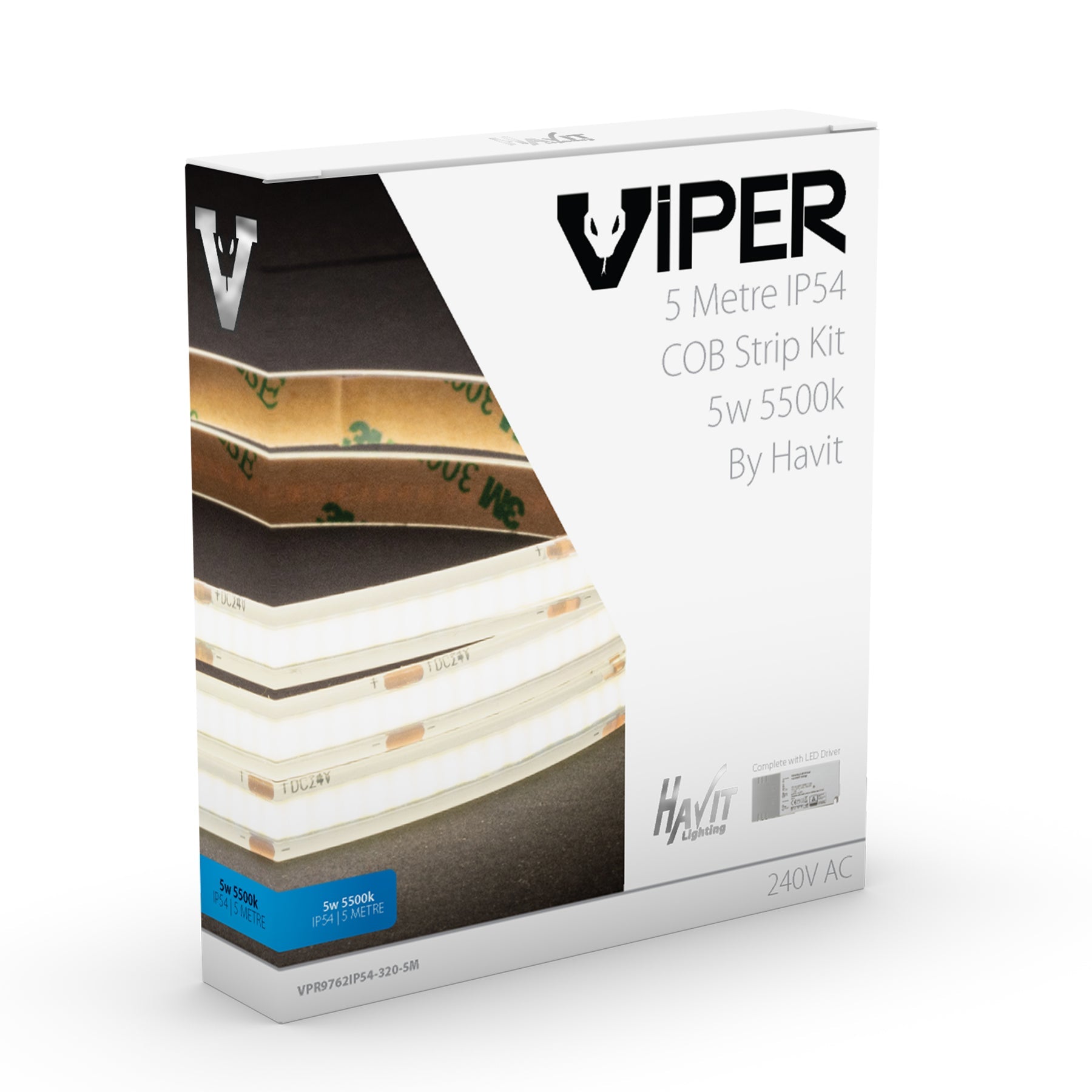Havit Lighting Viper COB 5w Per Metre 5m LED Strip kit 5500k