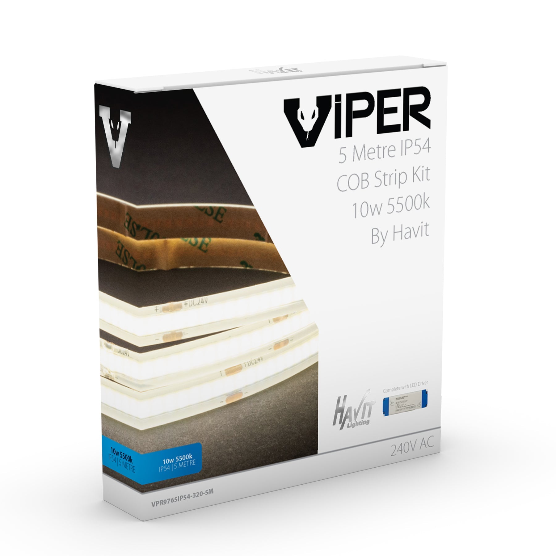 Havit Lighting Viper COB 10w Per Metre 5m LED Strip kit 5500k