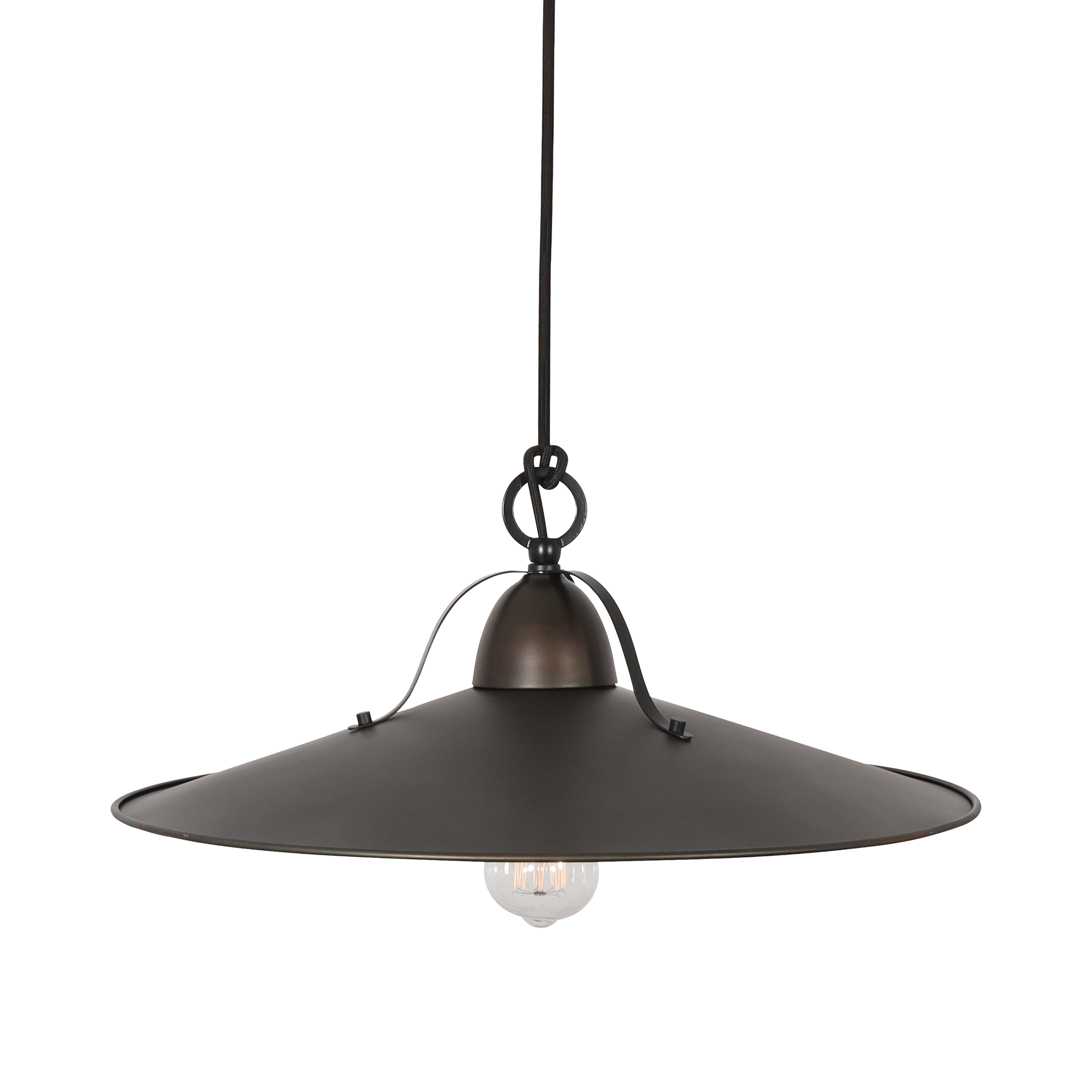 Benson Pendant Light Small, Large in Copper Wash, Gold Leaf, Charred or Weathered Iron