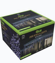 Solar icicles 200 led white blue